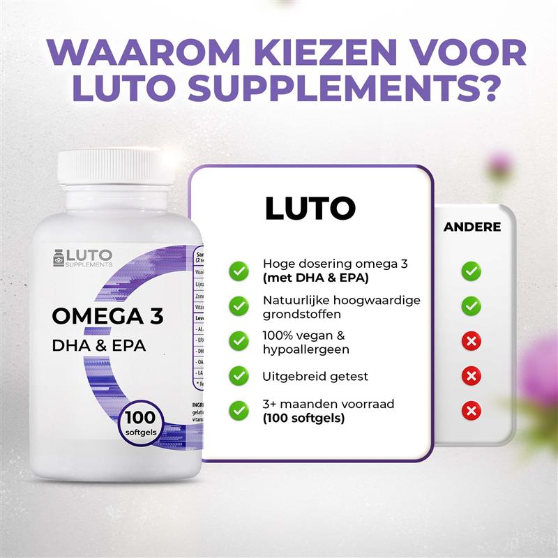 Omega 3 DHA & EPA | 100 Kapseln | LUTO-Ergänzungen