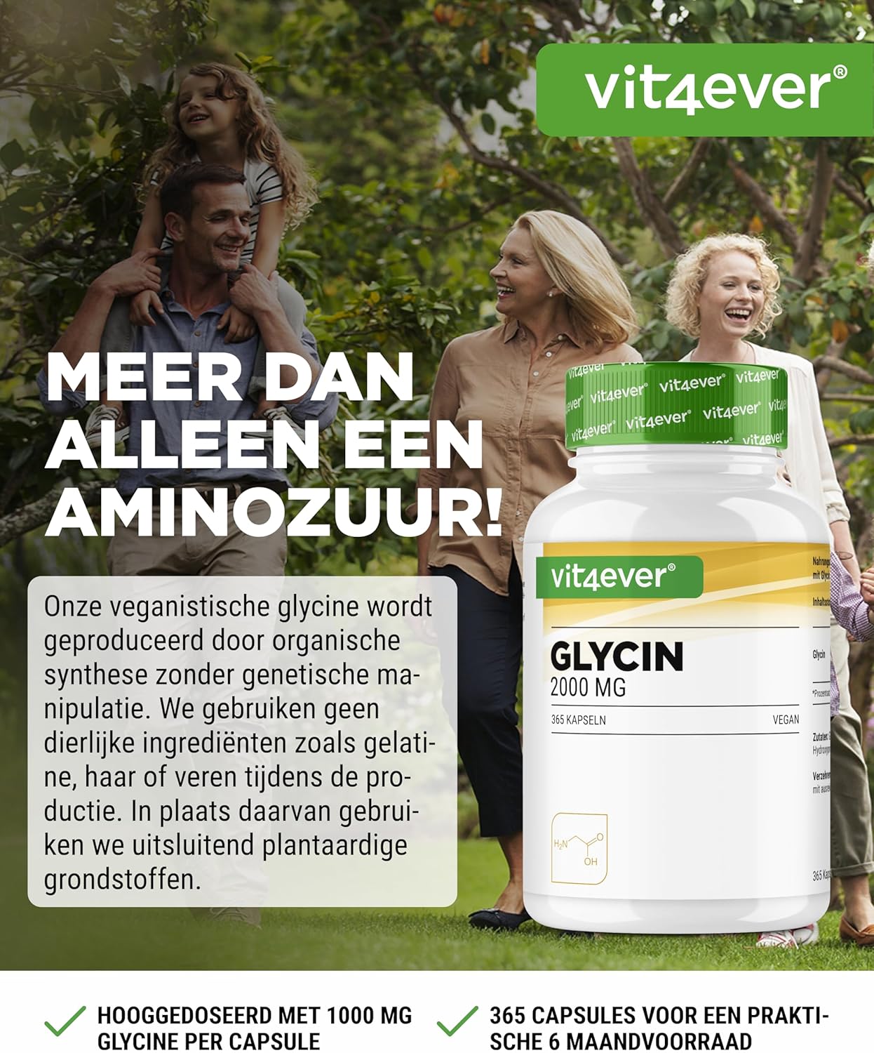 Glycin 2000 mg | 365 Kapseln | Vit4ever