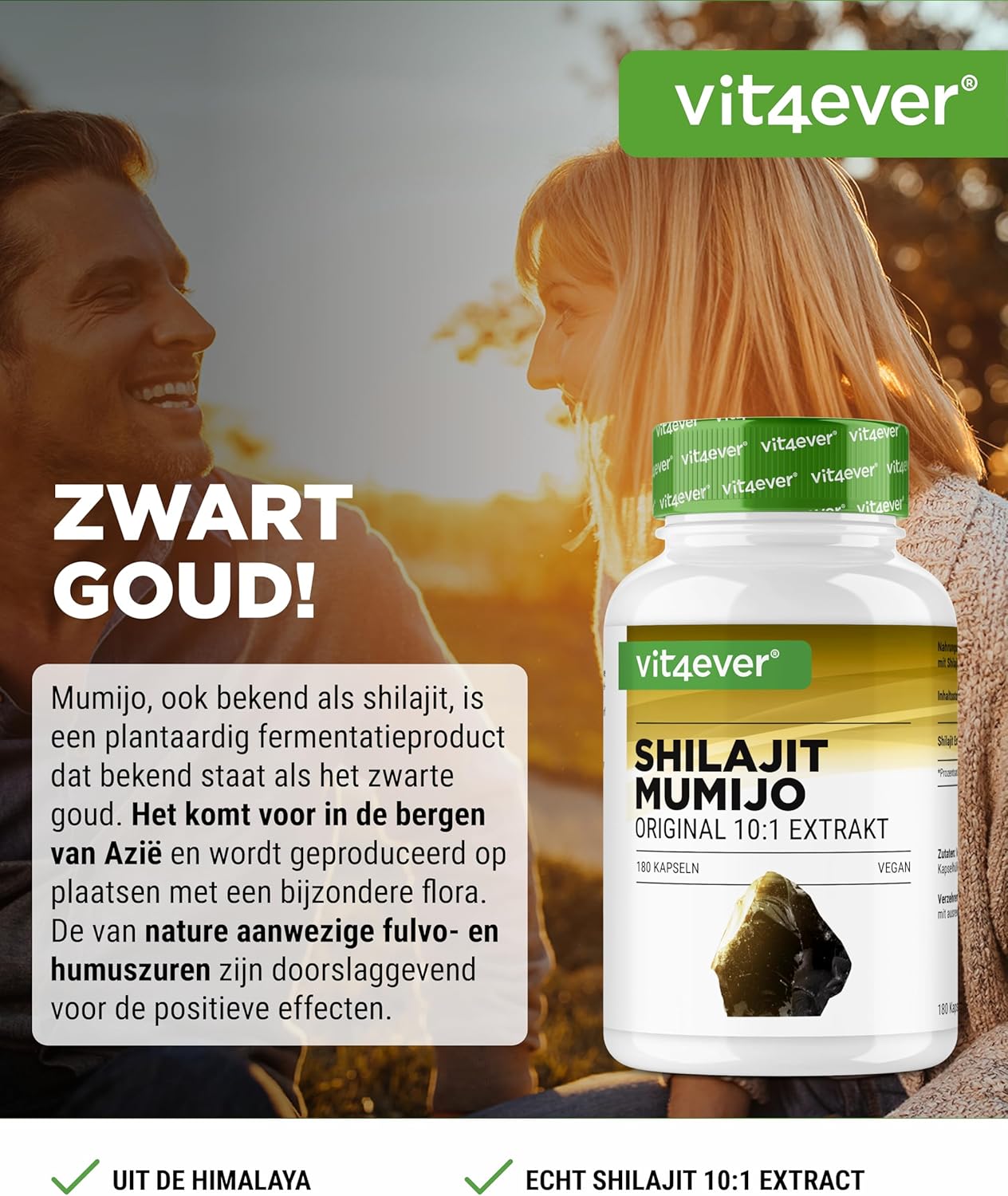 Shilajit Mumijo-Extrakt 1500 mg | 180 Kapseln | Vit4ever