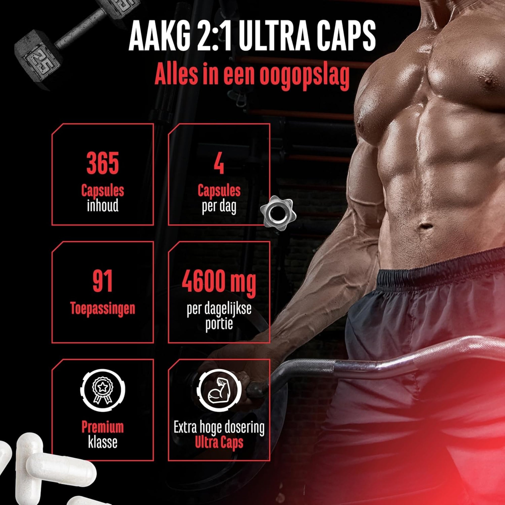 AAKG Ultra Caps (Arginin-Alpha-Ketoglutarat) 1150 mg | 365 Kapseln | German Elite Nutrition