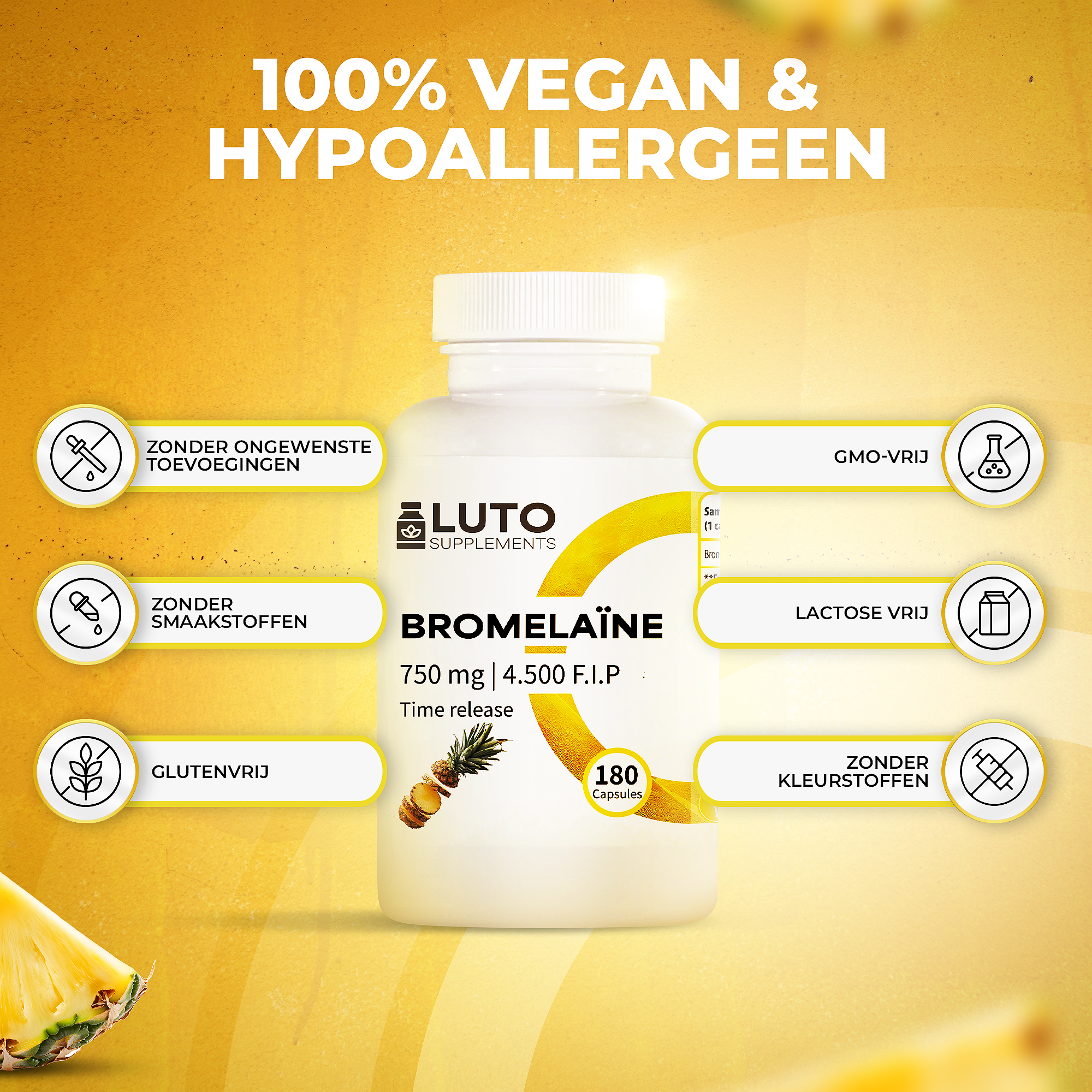 Bromelain 750 mg (4500 FIP) | 180 Kapseln | LUTO Supplements