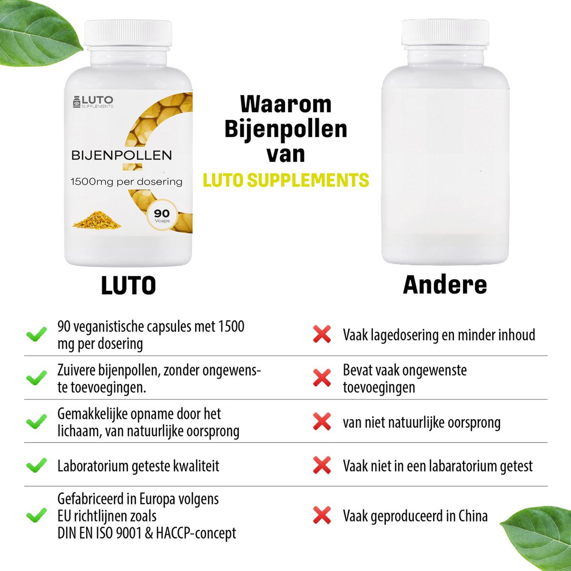 Bienenpollen 1500 mg | 90 Kapseln | LUTO Supplements
