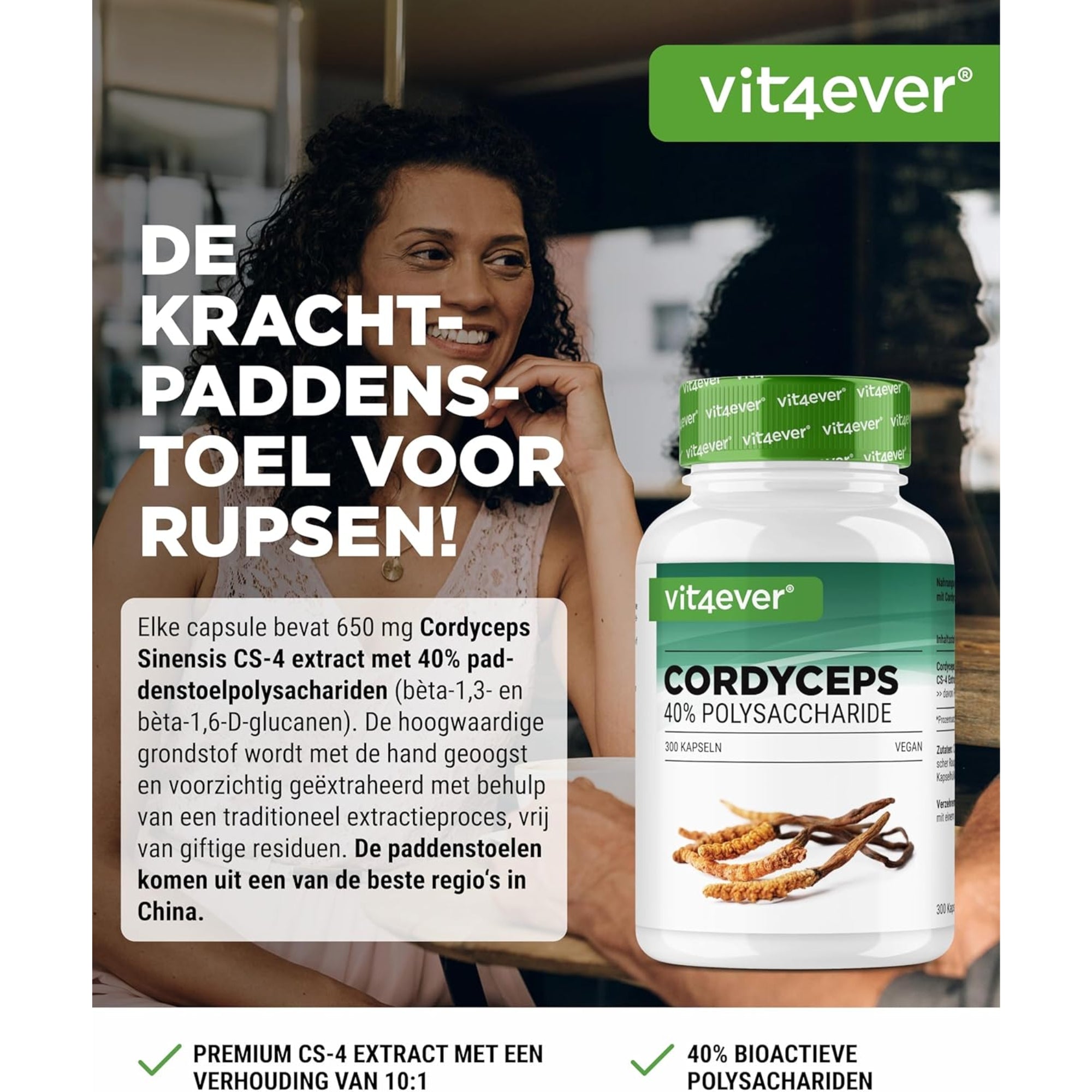 Cordyceps Sinensis CS-4 (40 % Polysaccharide) | 180 oder 300 Kapseln | Vit4ever