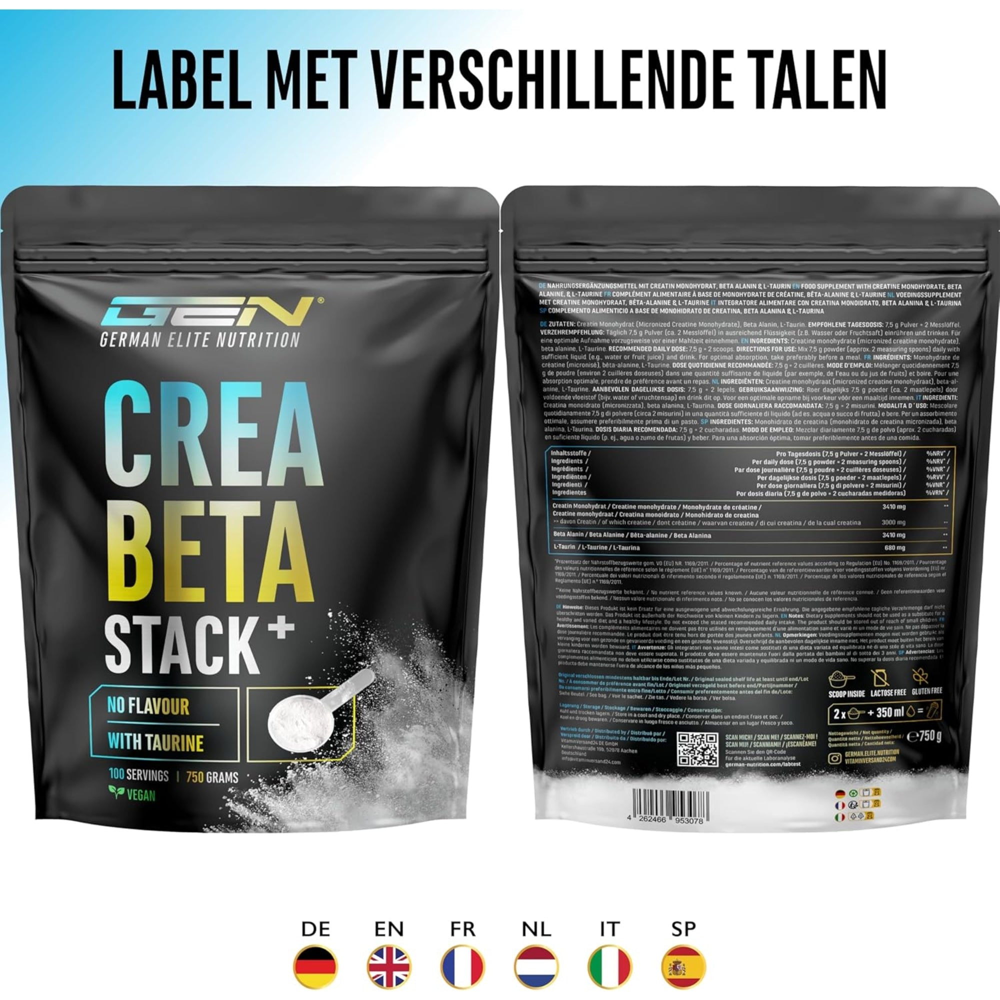 Crea Beta Stack+ (Creatine + Beta Alanine) | 750g | German Elite Nutrition