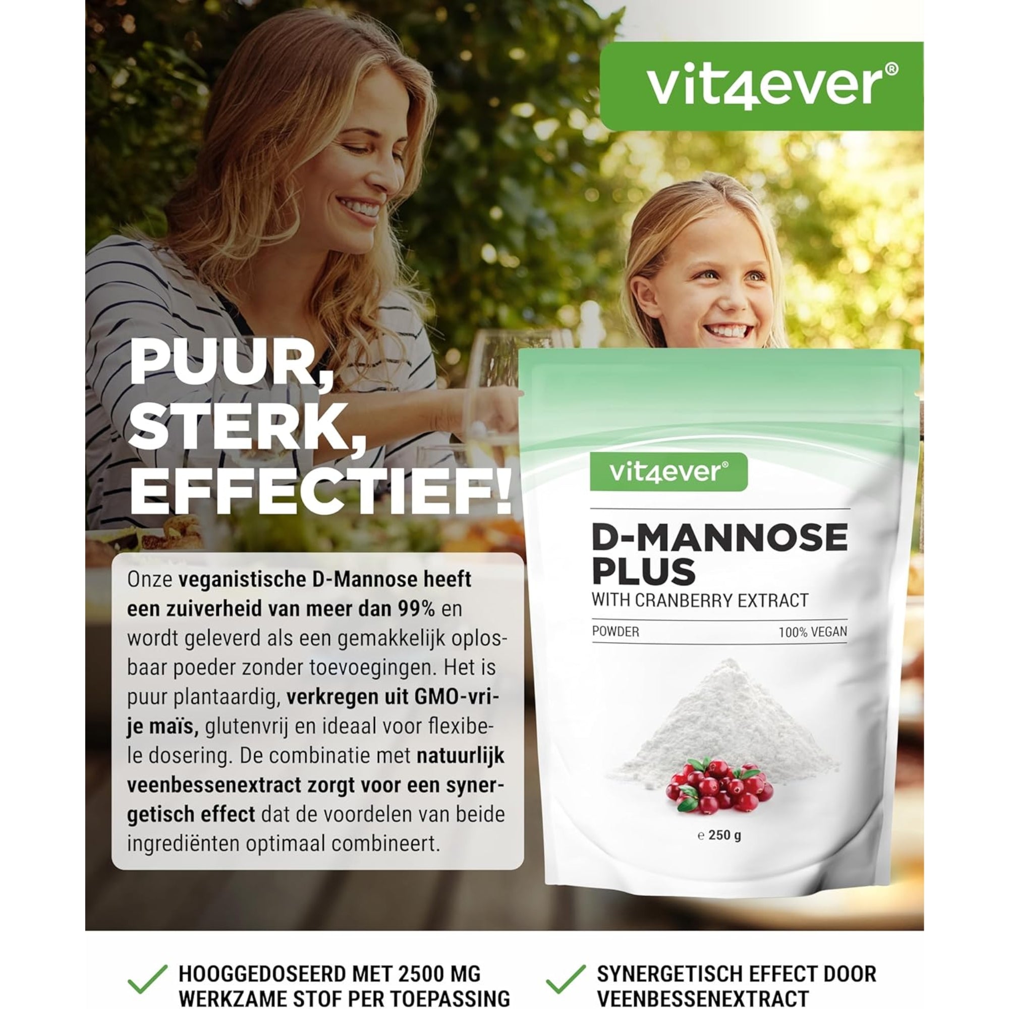 D-Mannose + Cranberrypulver | 250 g | Vit4ever