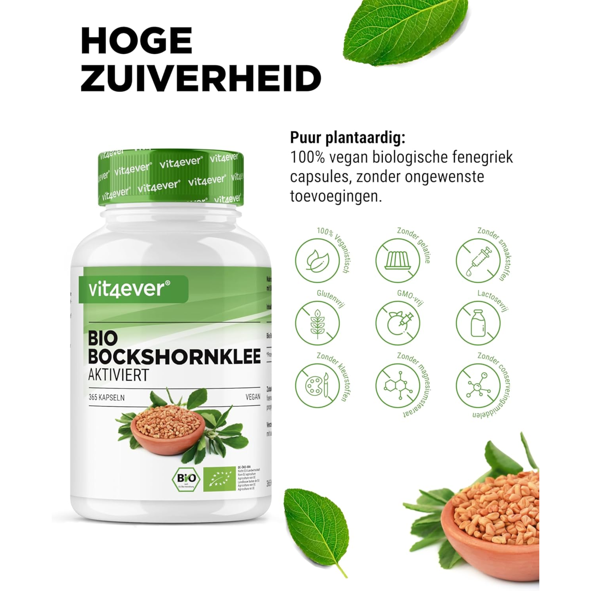 Bio-Bockshornklee 2600 mg | 365 Kapseln | Vit4ever