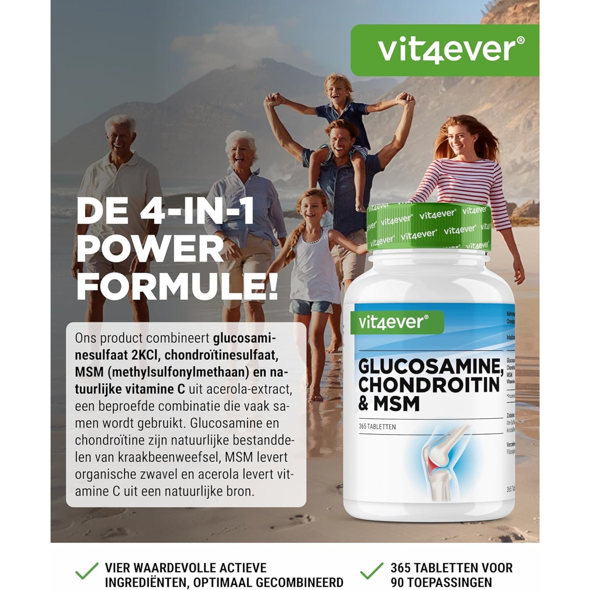 Glucosamin, Chondroitin & MSM | 365 Tabletten | Vit4ever