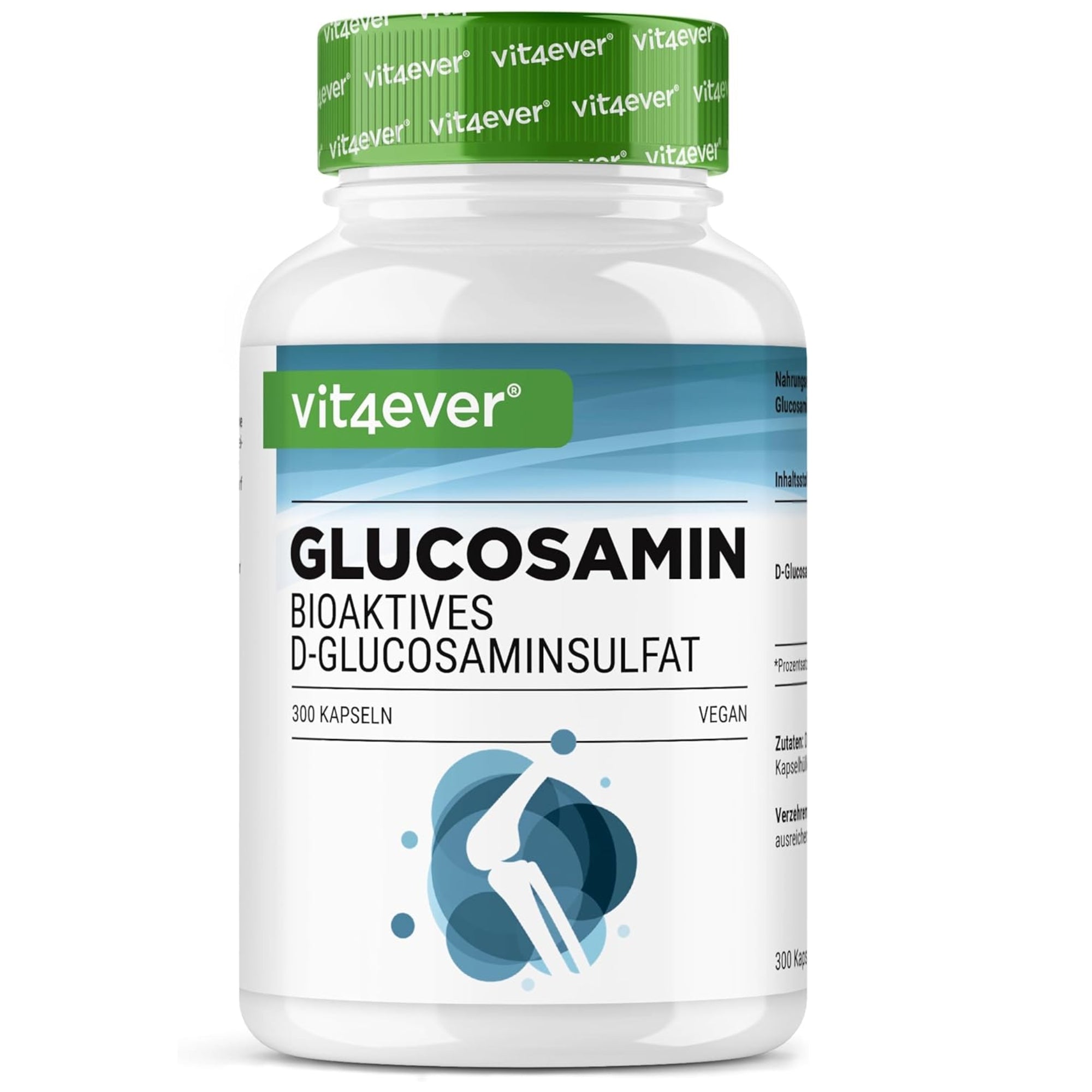 Glucosamin (D-Glucosaminsulfat) 900 mg | 300 Kapseln | Vit4ever