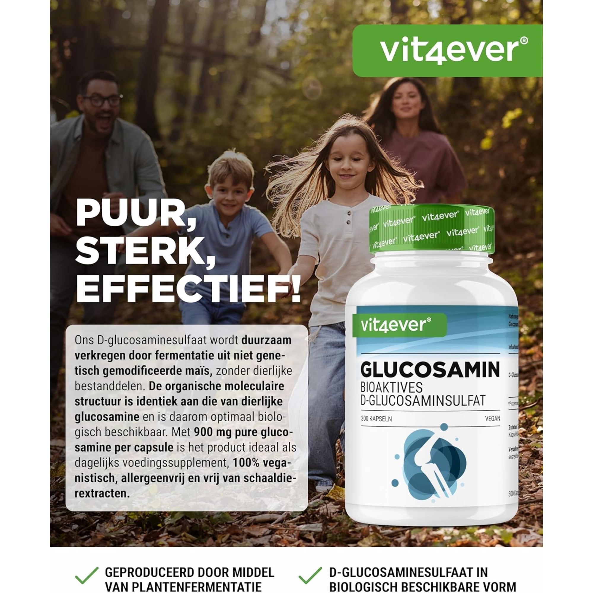 Glucosamin (D-Glucosaminsulfat) 900 mg | 300 Kapseln | Vit4ever