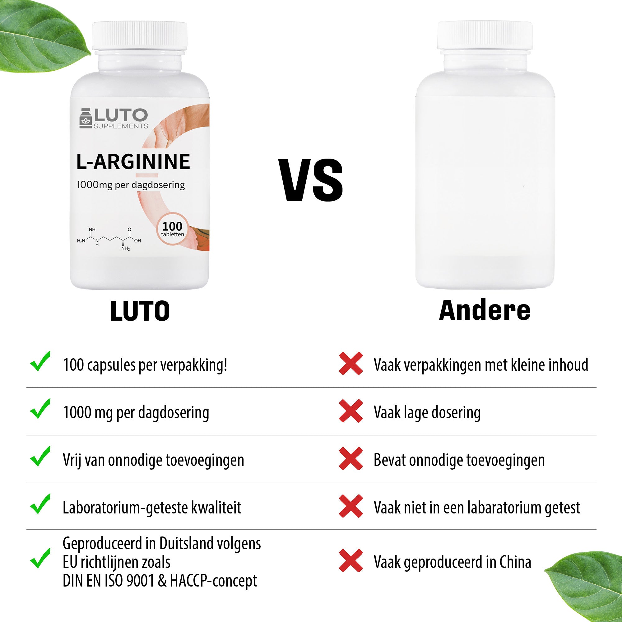 L-Arginin 1000 mg | 100 Tabletten | LUTO Supplements