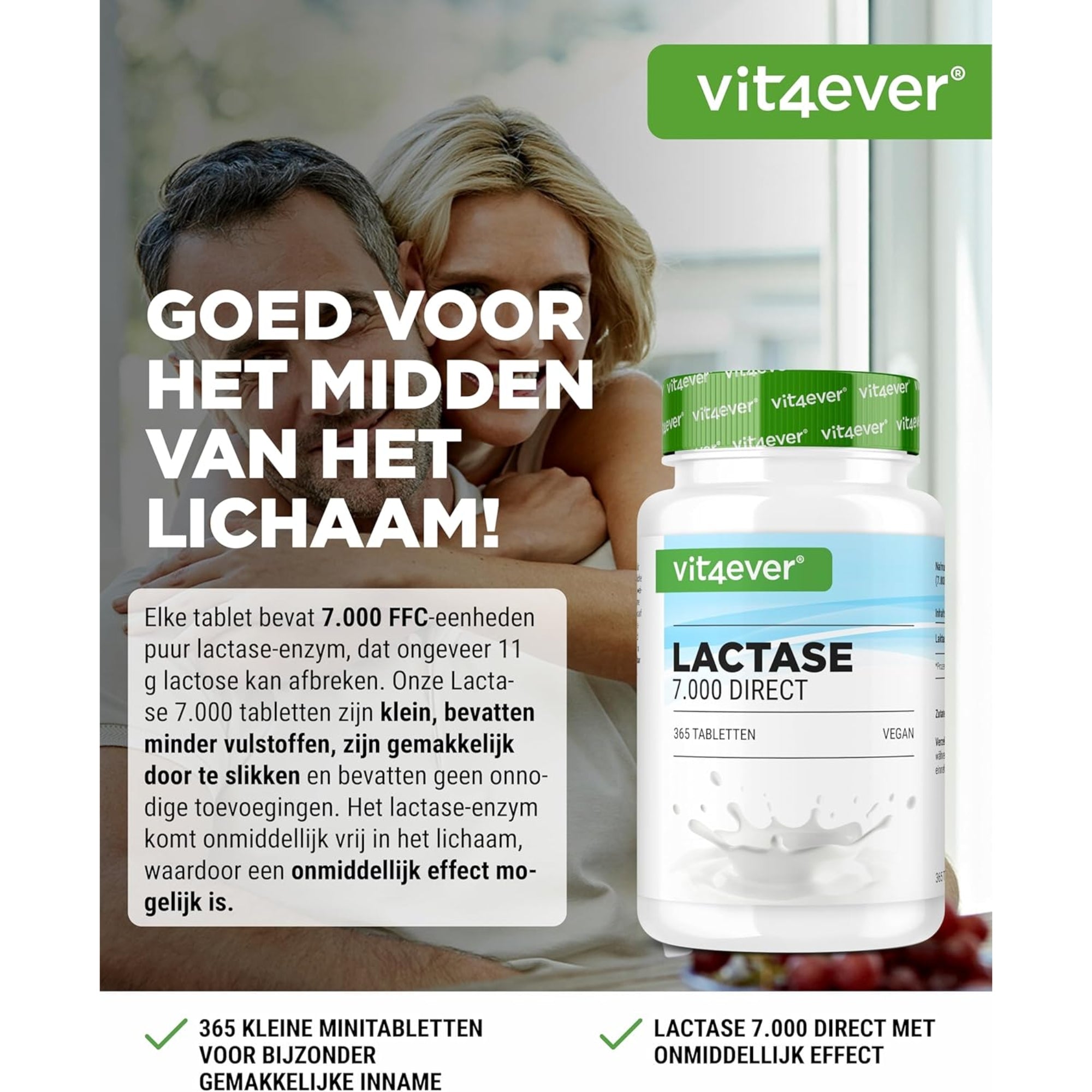 Lactase 7.000 FCC (Direkt) | 180 oder 365 Tabletten | Vit4ever