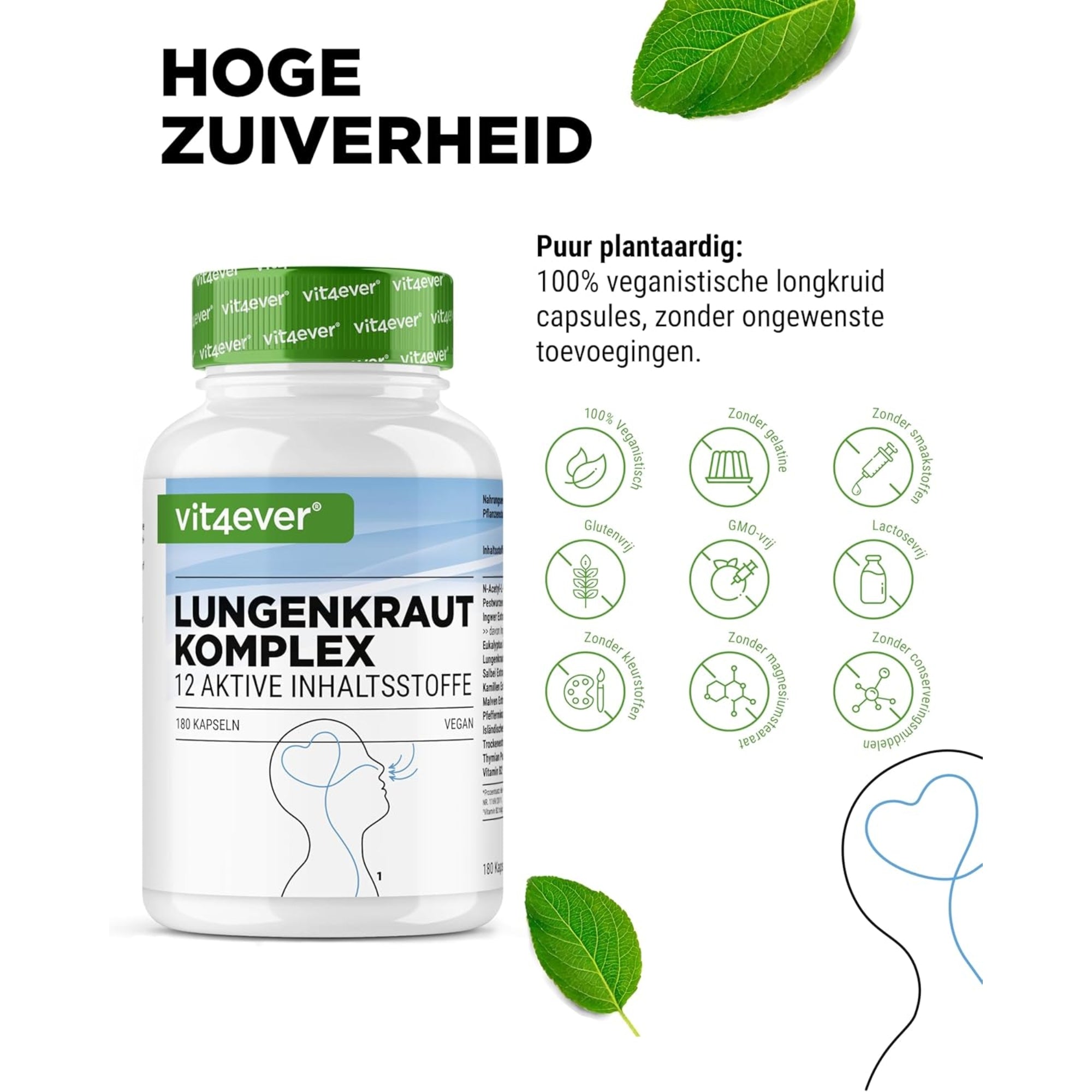 Lungenkraut-Atemwegskomplex mit NAC & Kräutern | 180 Kapseln | Vit4ever