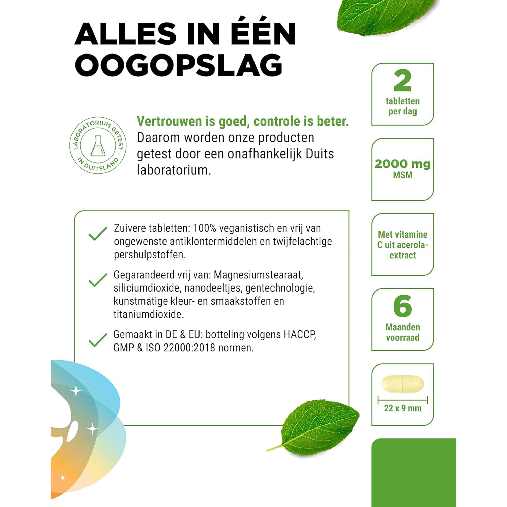 MSM + Vitamin C (Methylsulfonylmethan + Acerola-Extrakt) 2000 mg | 365 Tabletten | Vit4ever