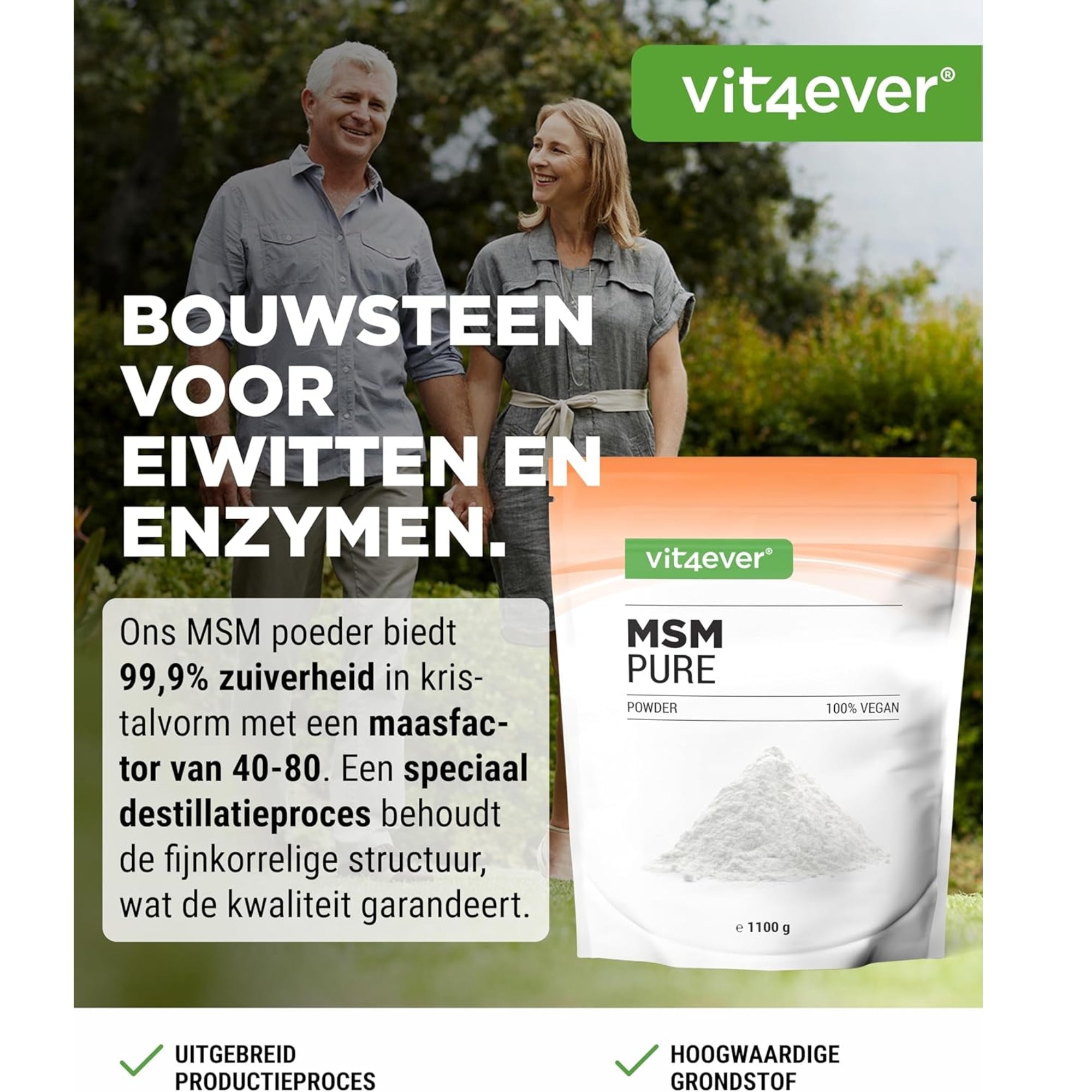 MSM-Pulver | Methylsulfonylmethan | 1,1 kg | 99,9 % rein | Vit4ever