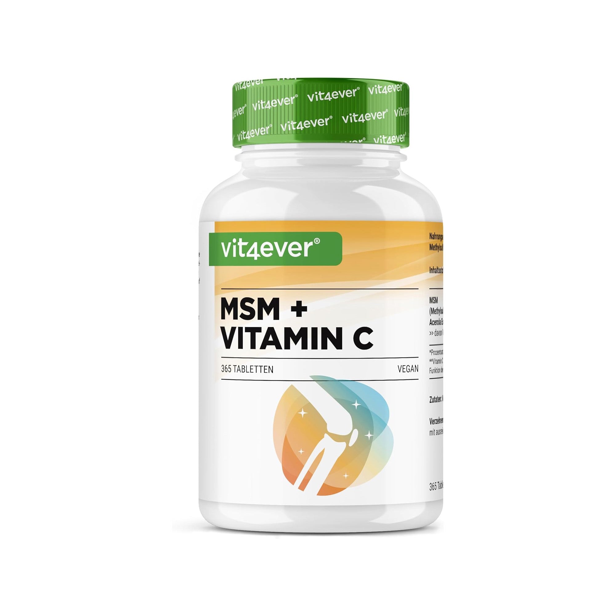 vit4ever msm + vitamine c supplement - 365 vegan tabletten voor gewrichten en huid.