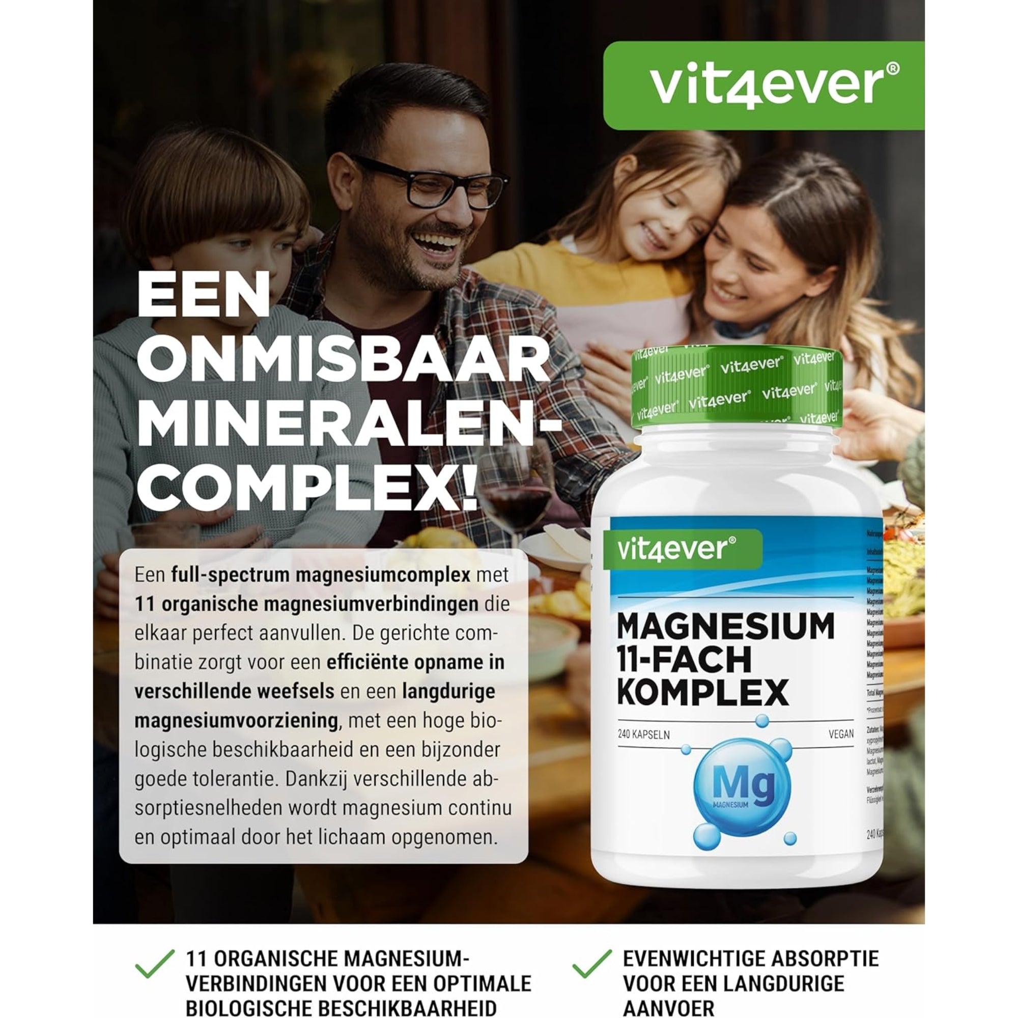 Magnesium-11-fach-Komplex | 240 Kapseln | Vit4ever
