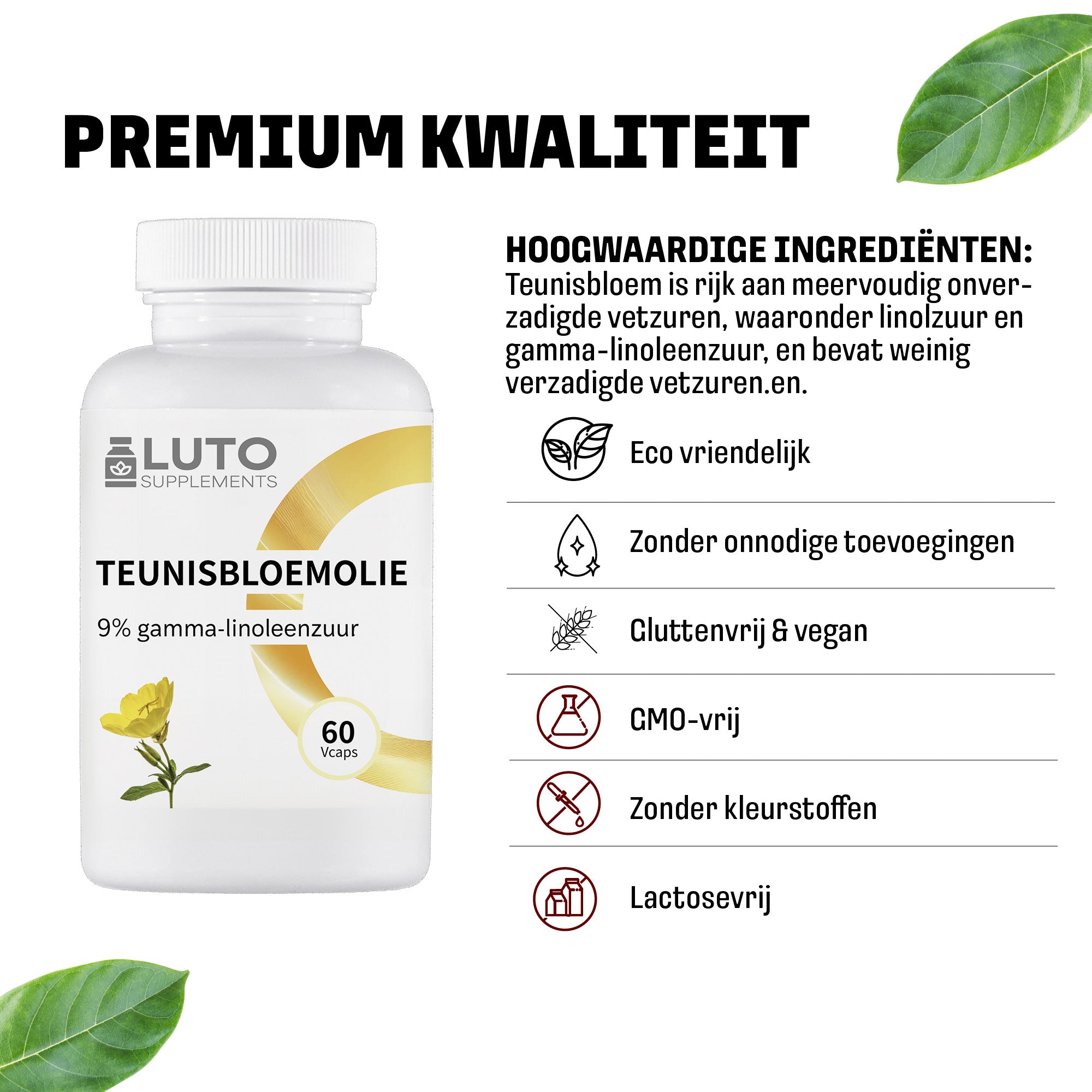 Nachtkerzenöl (Nachtkerzenöl) 1000 mg | 60 Kapseln | LUTO Supplements