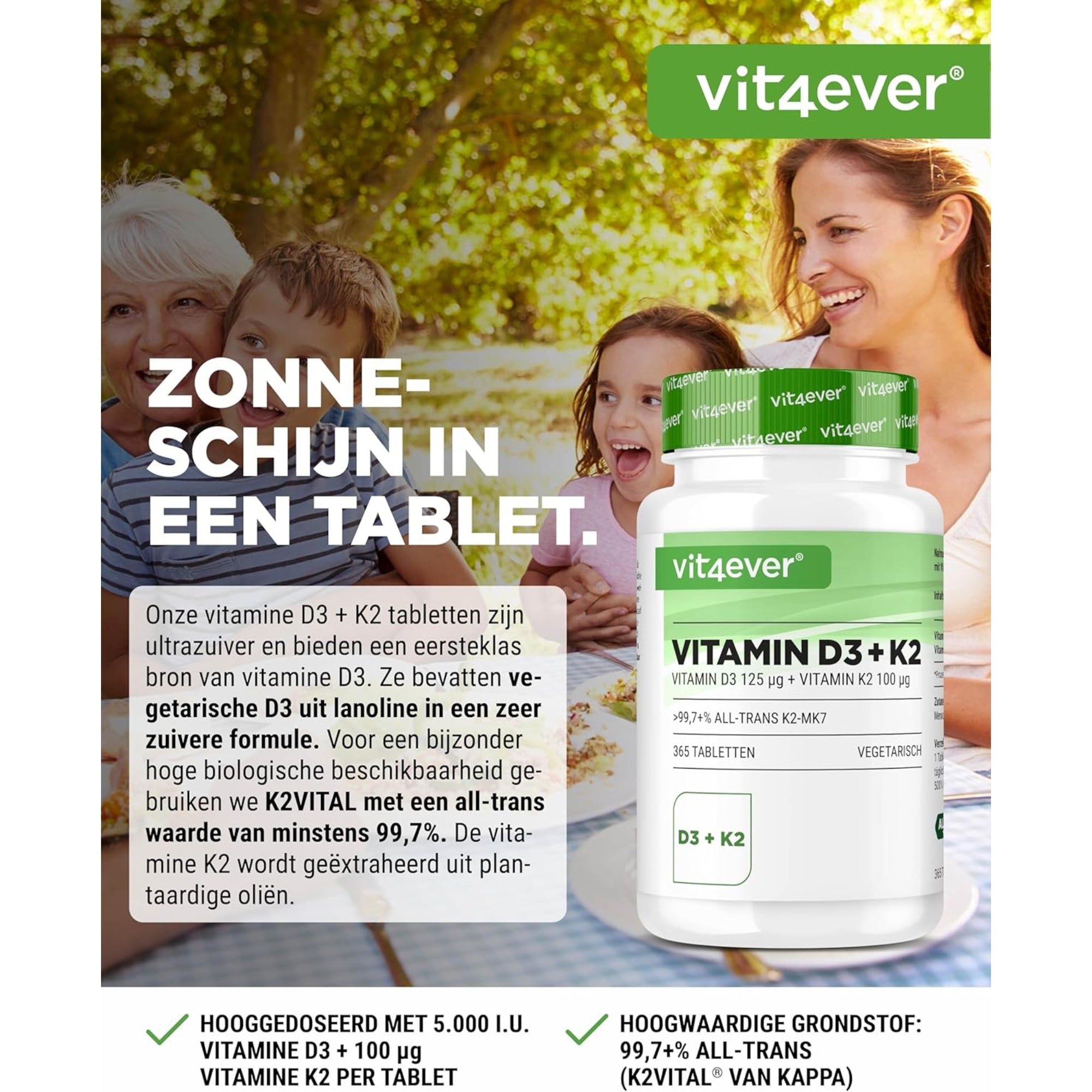 Vitamin D3 5.000 IE + K2 100 µg | Vit4ever