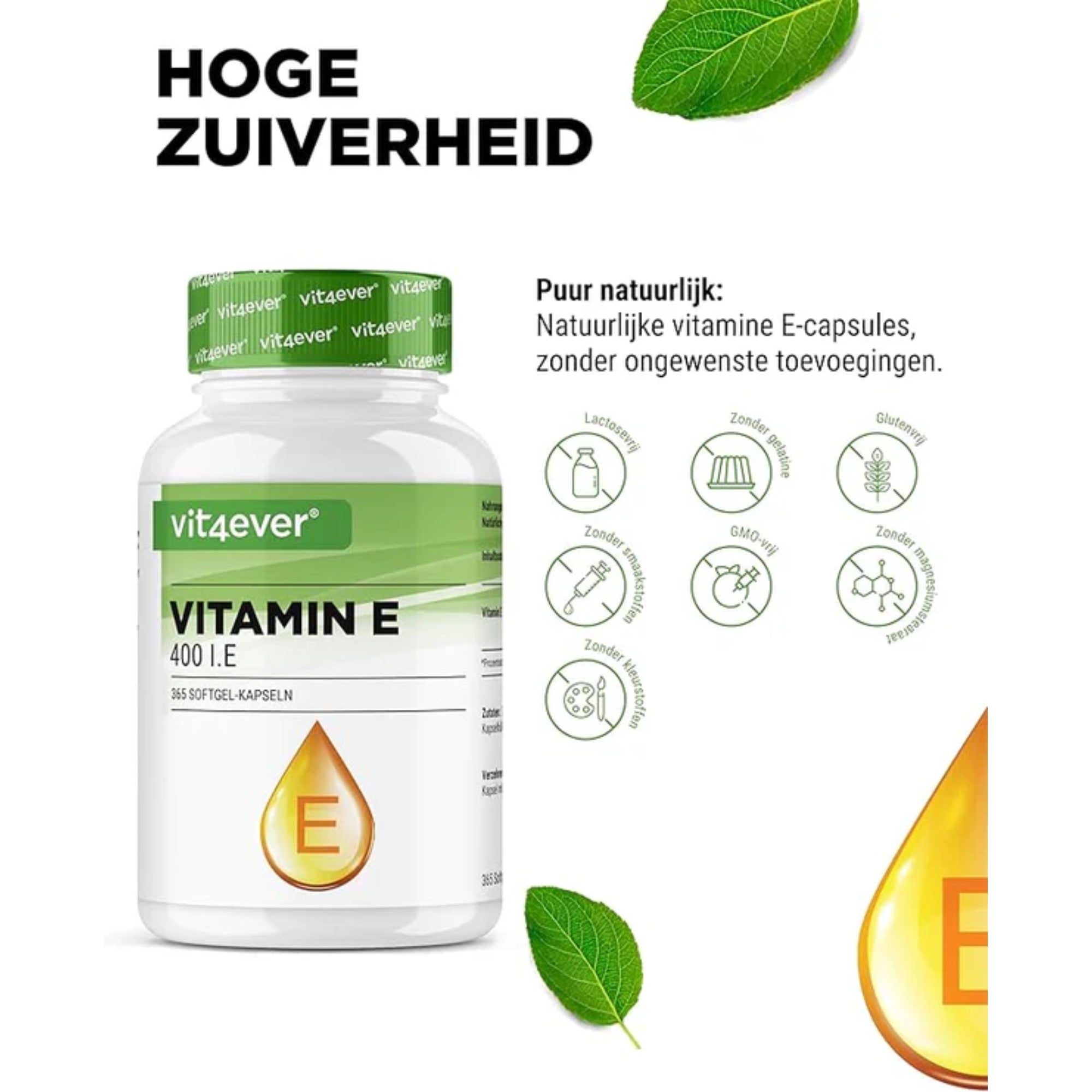 Vitamin E (400 IE) 268 mg | 365 Kapseln | Vit4ever