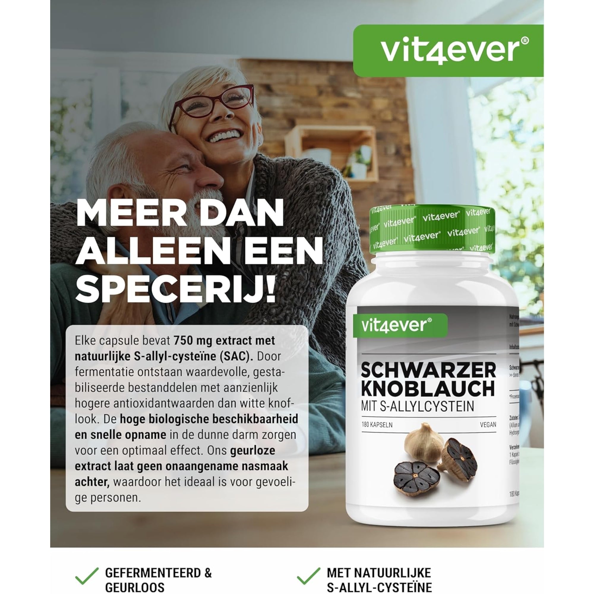 Schwarzer Knoblauch-Extrakt mit S-Allylcystein | 180 Kapseln | Vit4ever