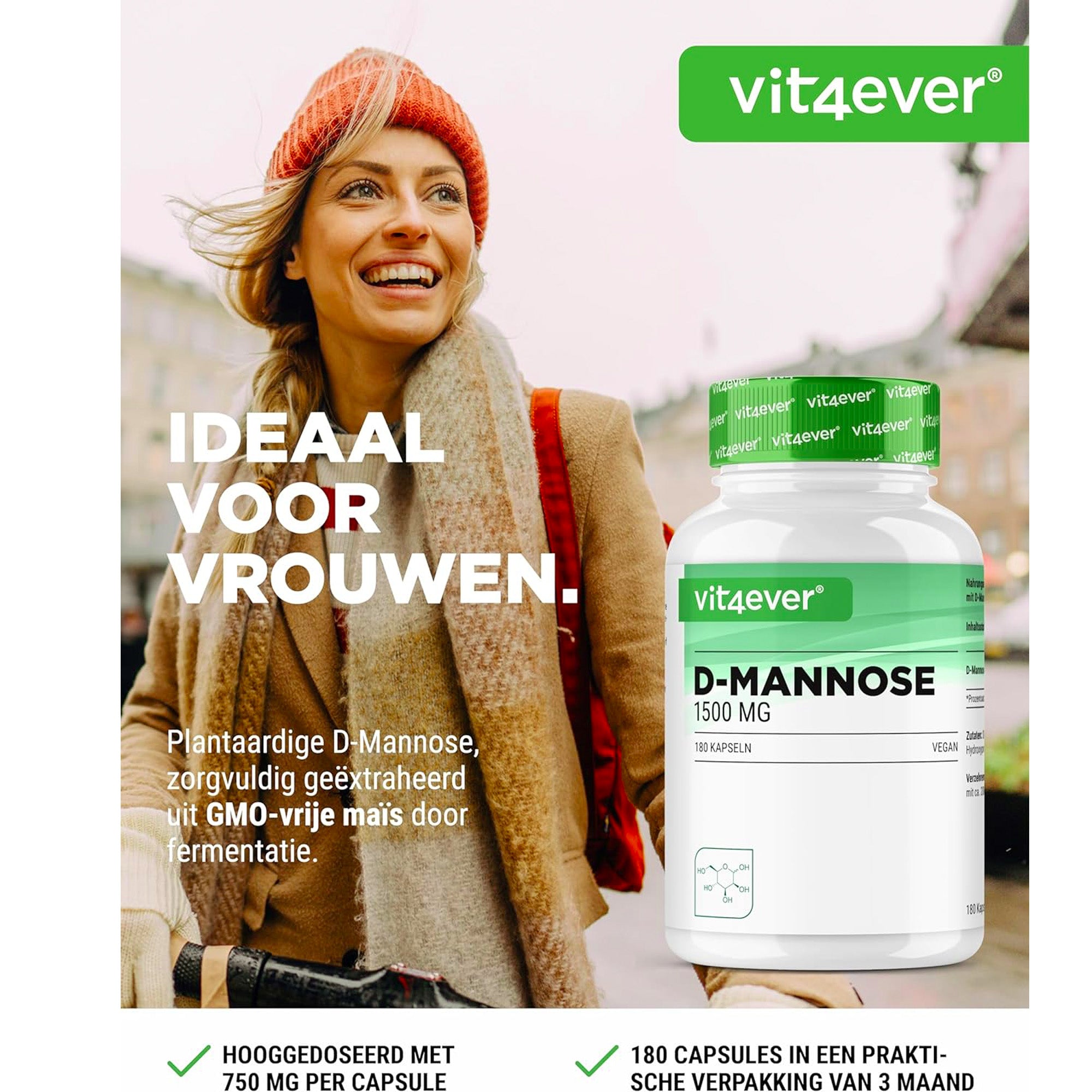 D-Mannose 1500 mg | 180 Kapseln | Vit4ever