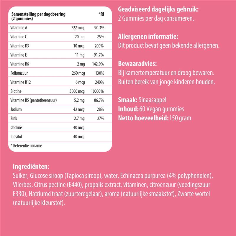 Haar-, Haut- & Nagelgummibärchen | Vitamin C, Biotin, Folsäure | 60 orangefarbene Gummibärchen | LUTO-Nahrungsergänzungsmittel