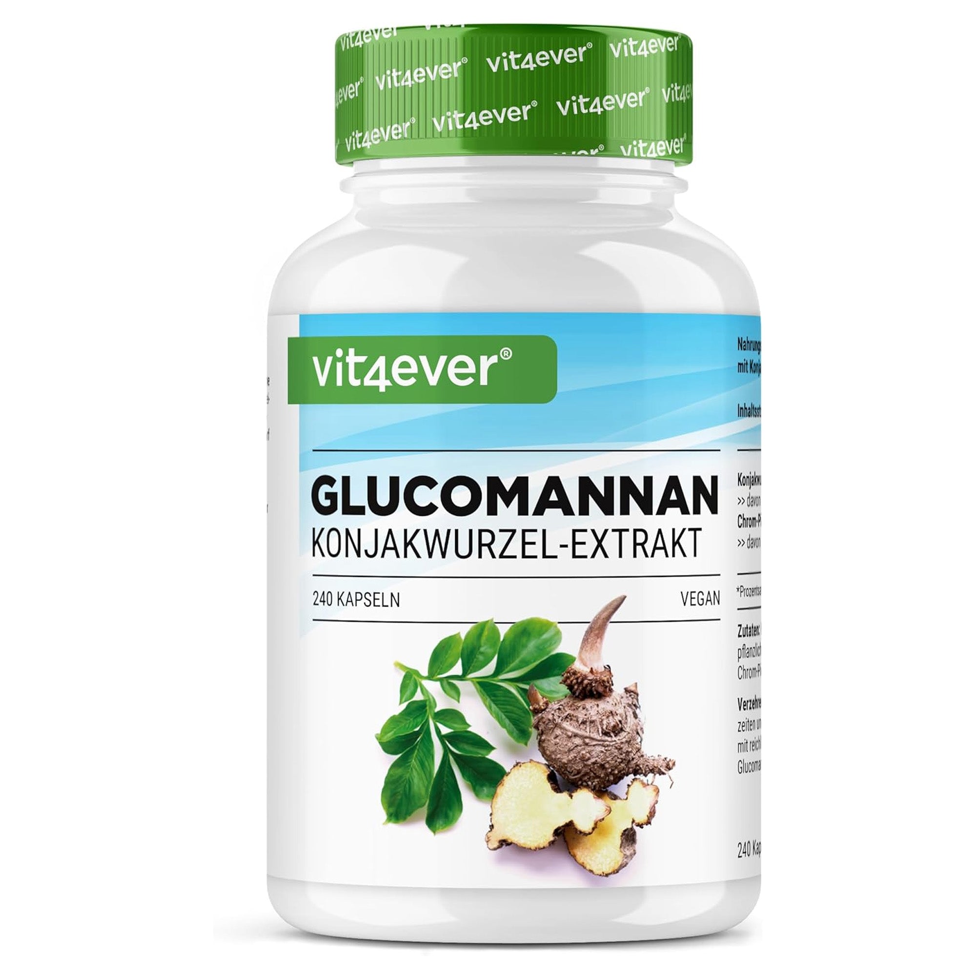 Vit4ever Glucomannan capsules - 180 vegan capsules met konjacwortelextract voor gewichtsbeheersing