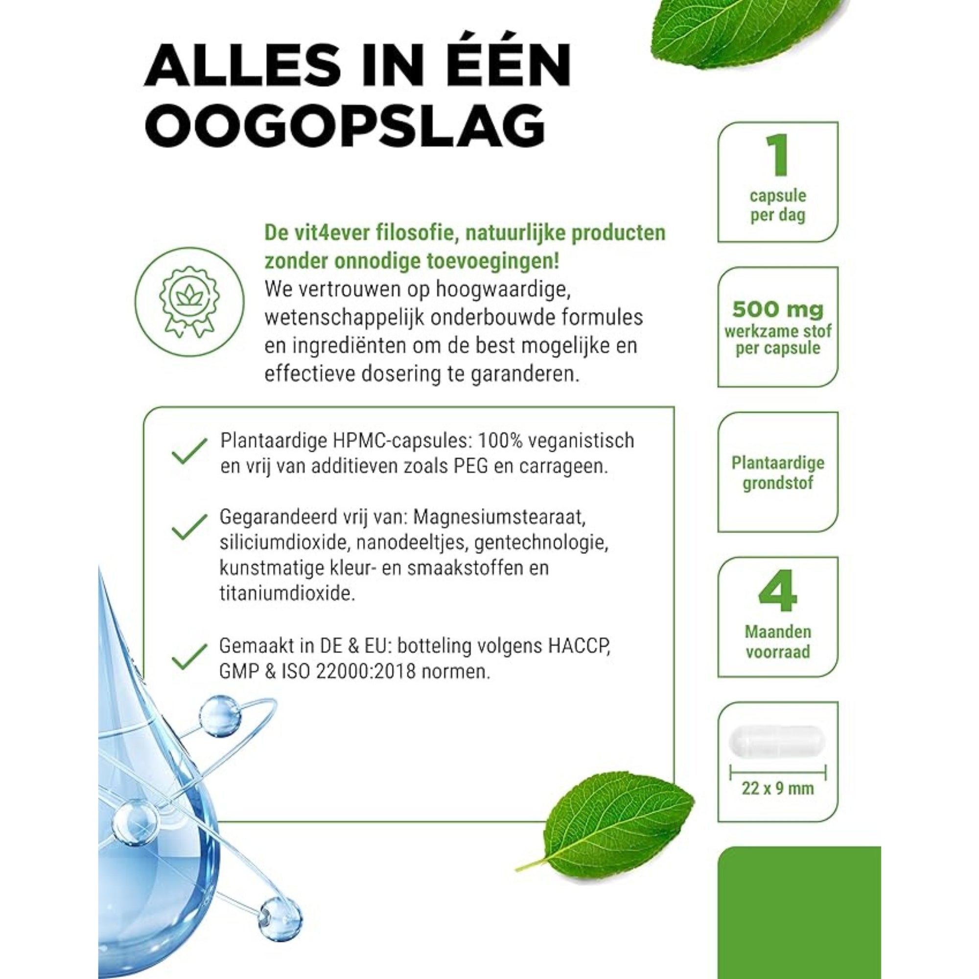 Hyaluronsäure 500 mg pro Kapsel | 120 Kapseln | Vit4ever