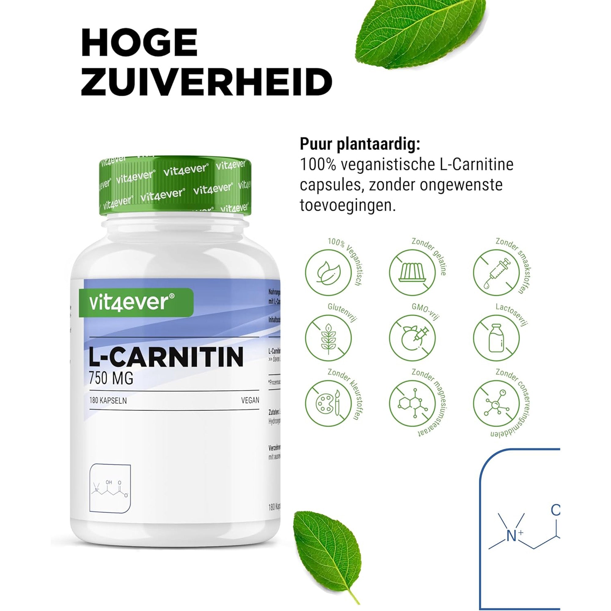 L-Carnitin-Tartrat | 3000 mg | 180 Kapseln | Vit4ever