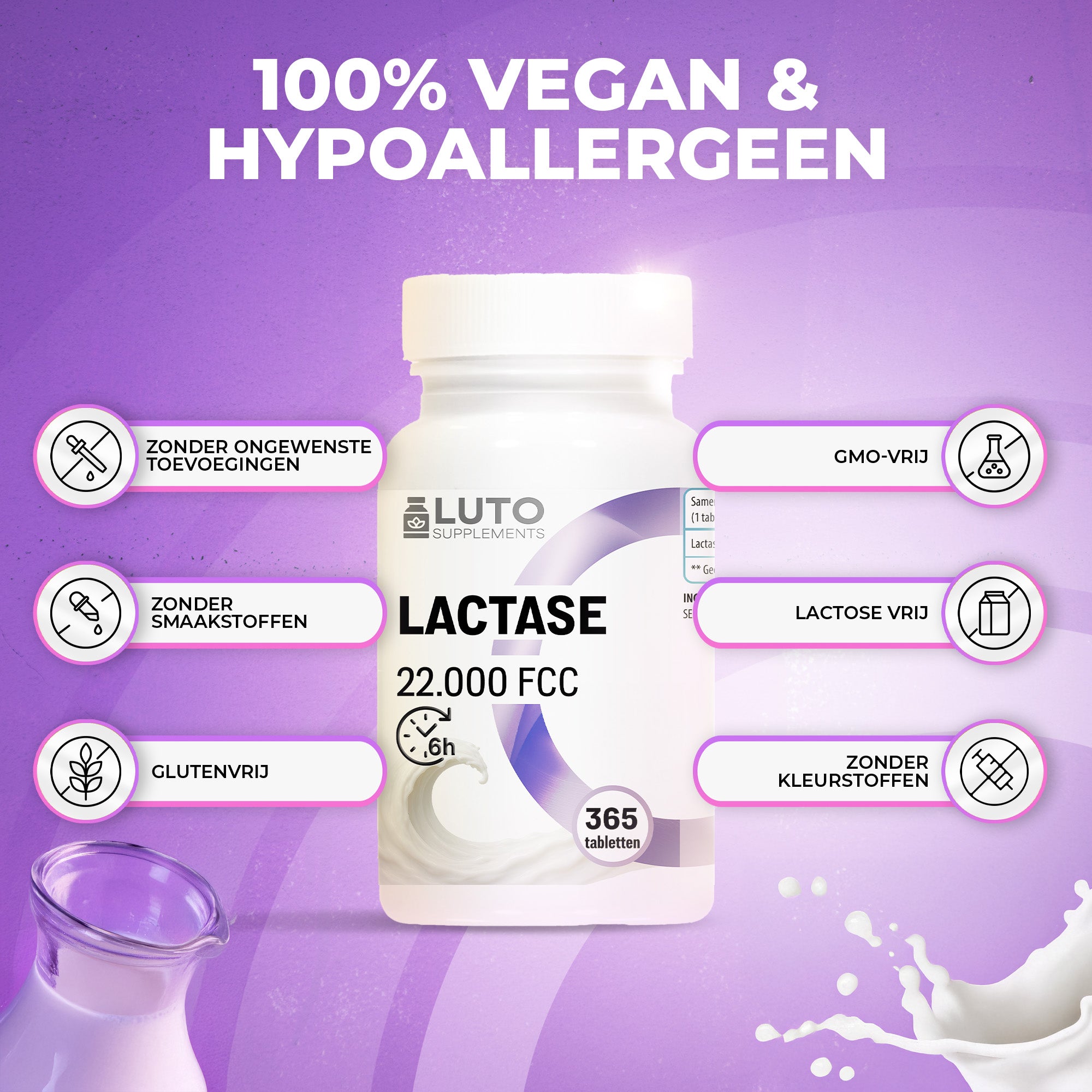 Laktase 22.000 FCC (Laktase-Enzym) | 365 Tabletten | LUTO Supplements