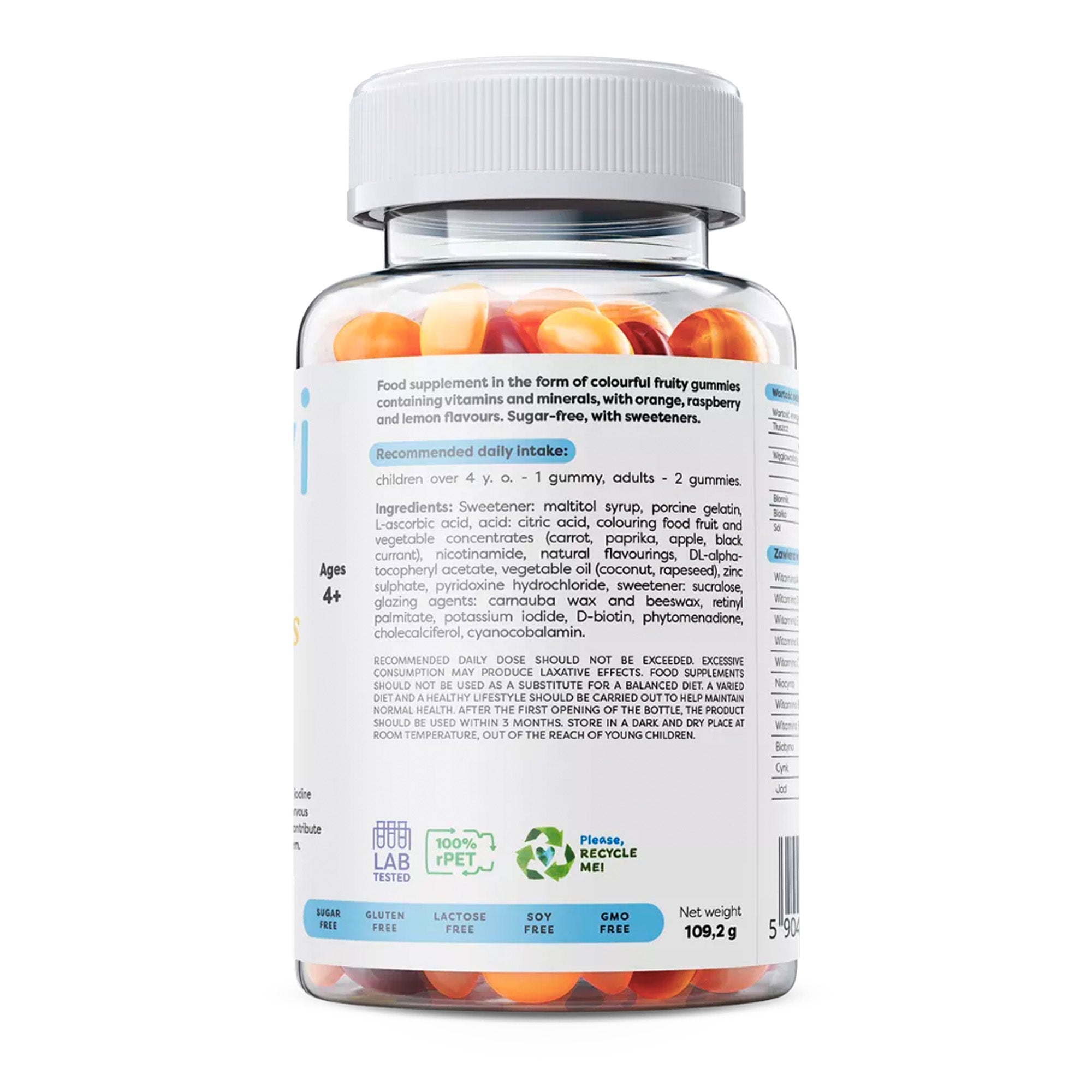 Osavi | Multivitamin-Fruchtgummis für Kinder | 60 Stück | 3 Geschmacksrichtungen: Orange, Himbeere & Zitrone