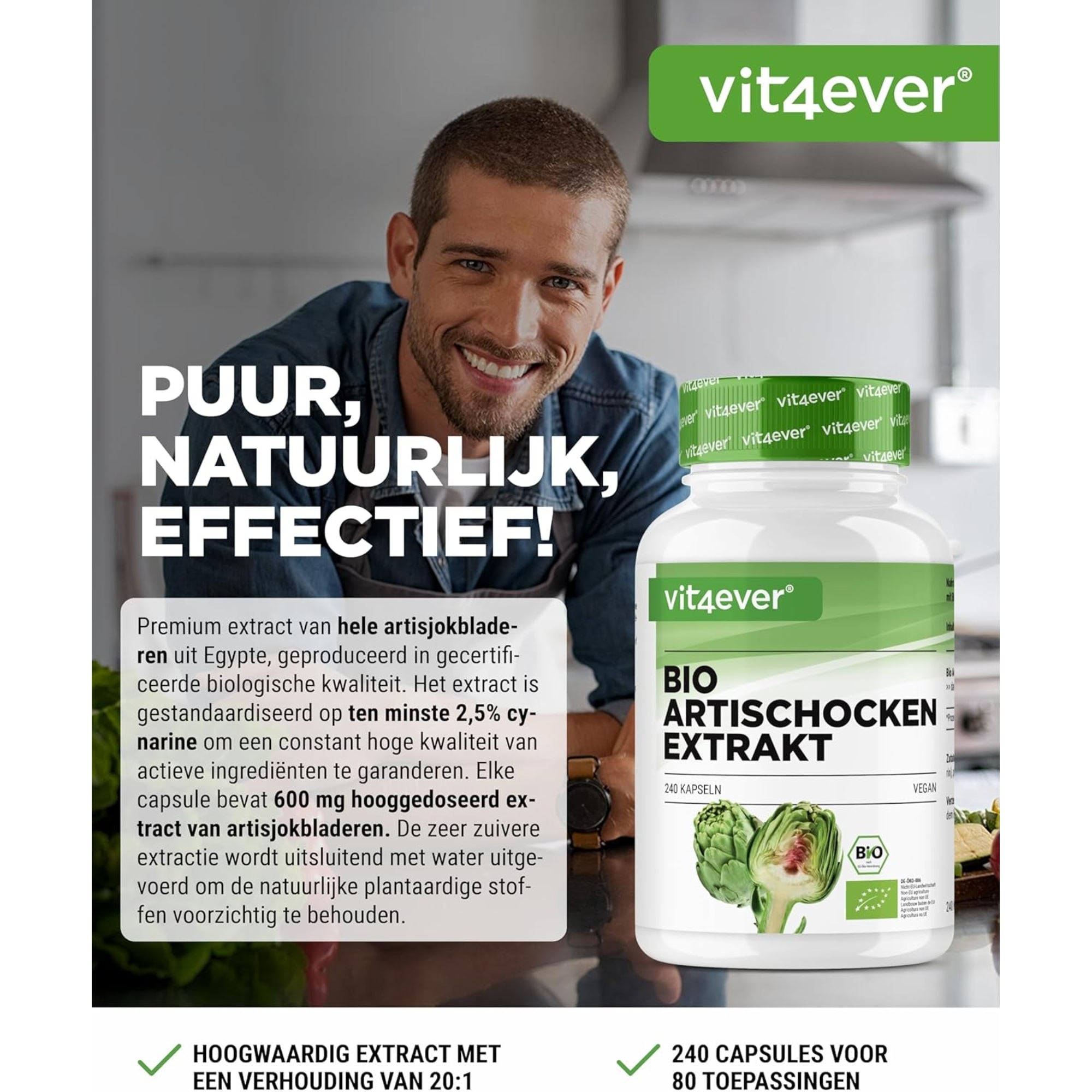 Bio-Artischockenextrakt | 240 Kapseln | Vit4ever