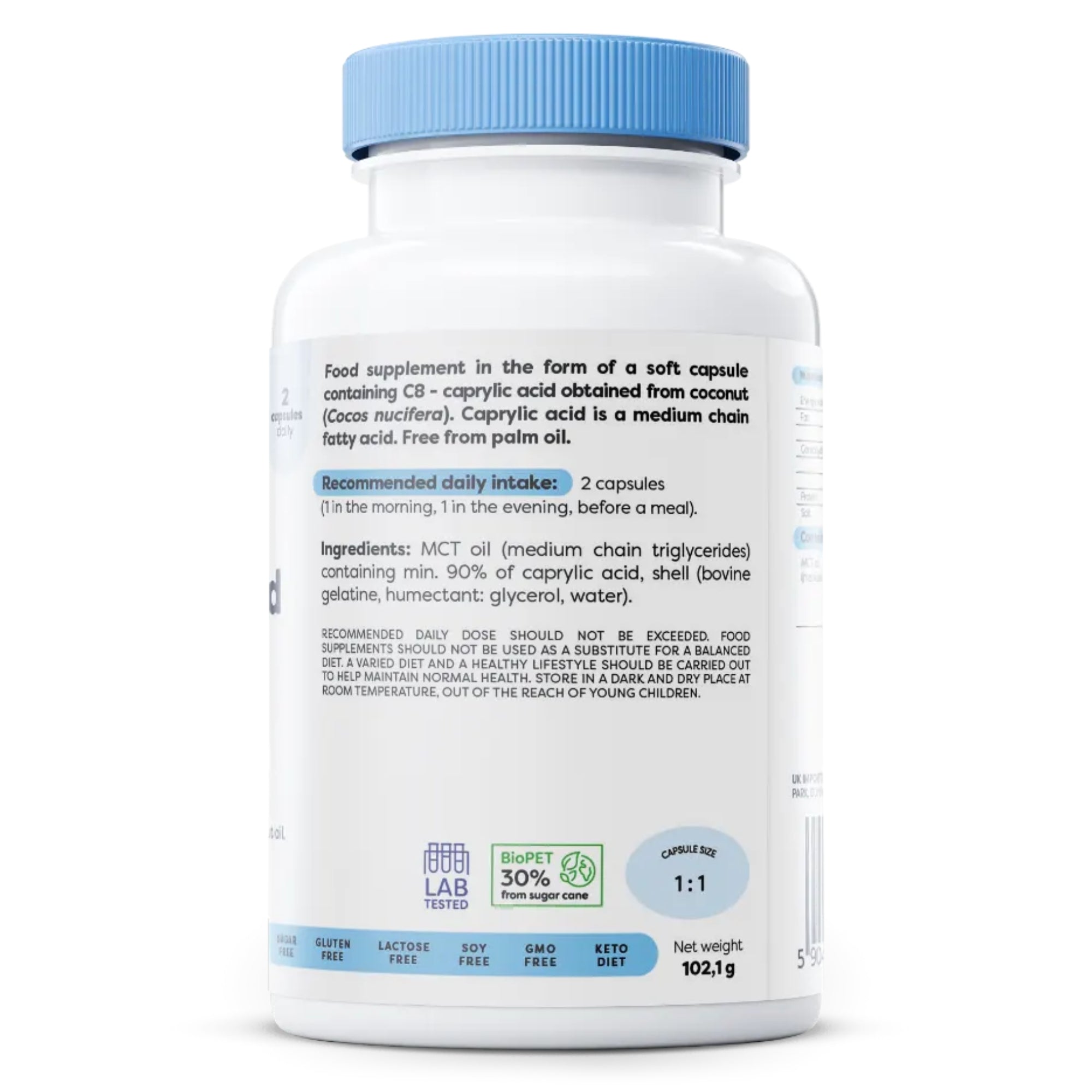 Caprylsäure – MCT-Öl 1200 mg | 120 Kapseln | Osavi