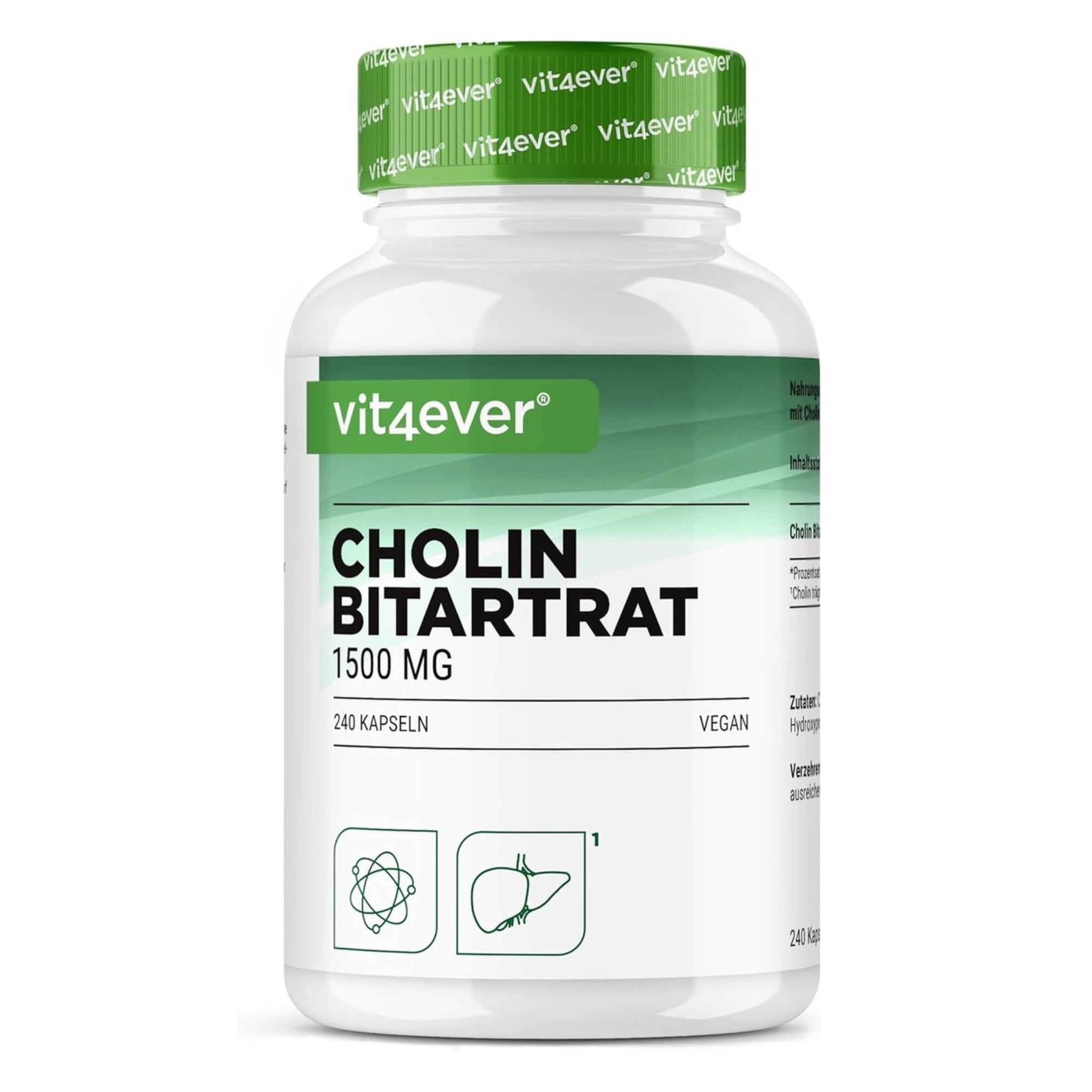 Cholinbitartrat 750 mg | 240 Kapseln | Vit4ever 