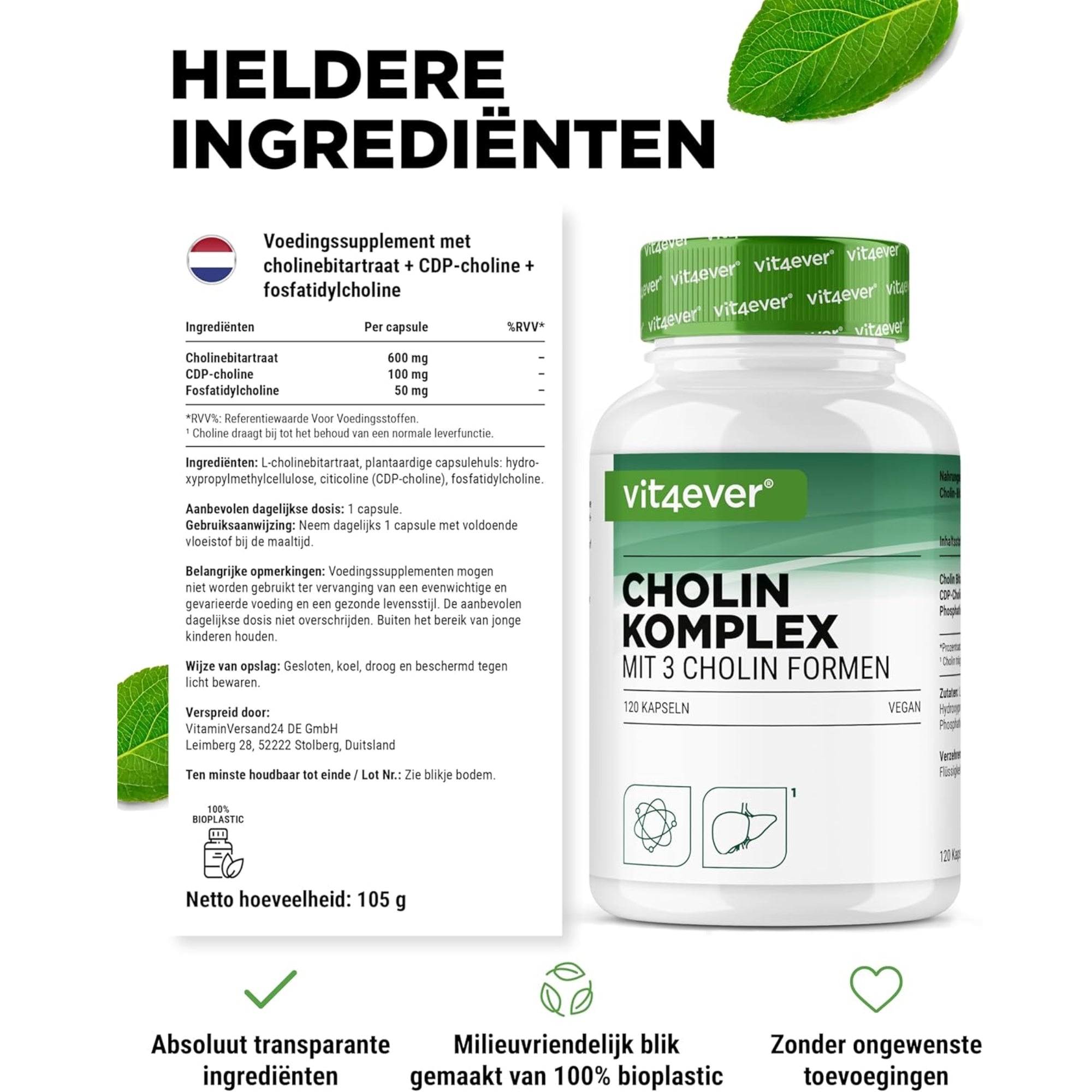 Cholin-Komplex in 3 Formen | 120 Kapseln | Vit4ever