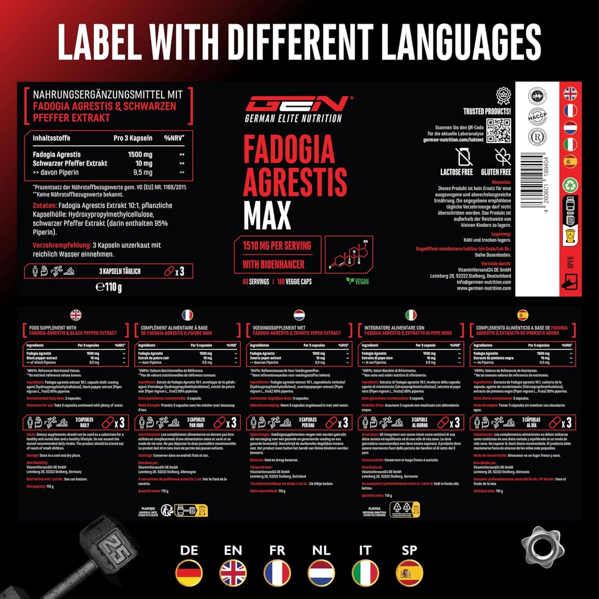 Fadogia Agrestis Max 10:1 Extract | 180 capsules | German Elite Nutrition