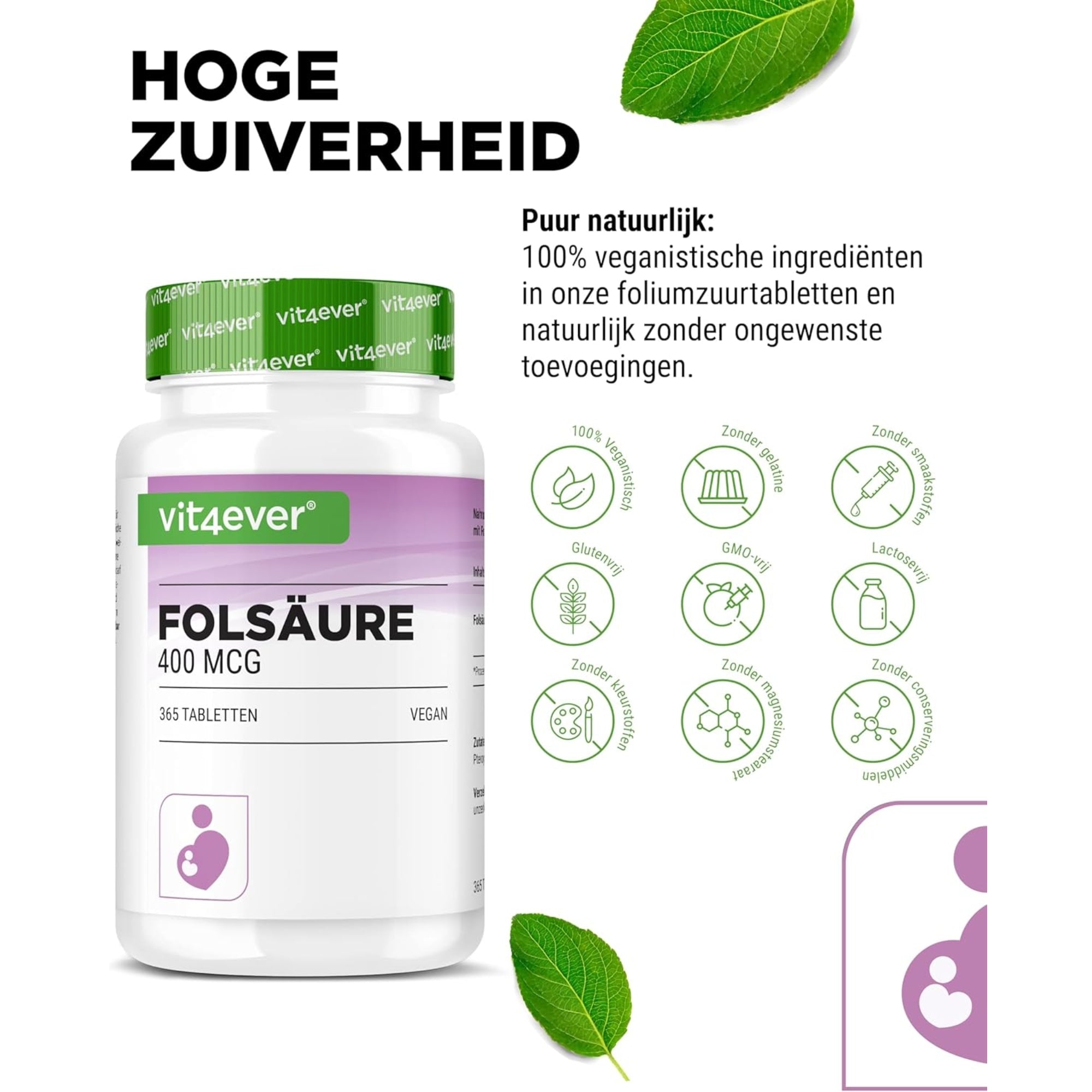 Folsäure 400 µg | 365 Tabletten | Vit4ever