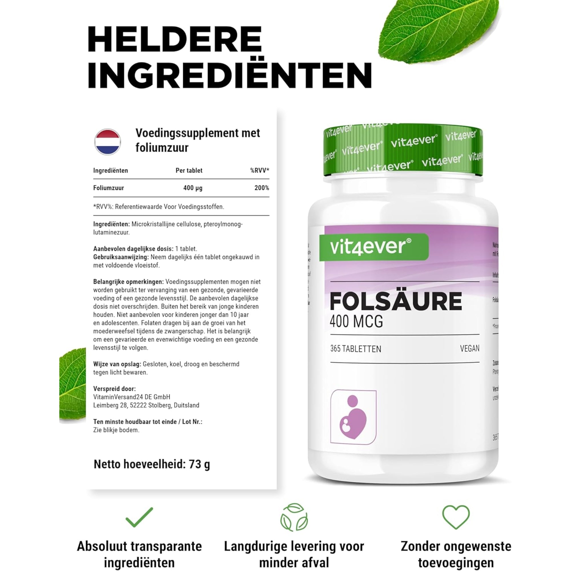 Folsäure 400 µg | 365 Tabletten | Vit4ever