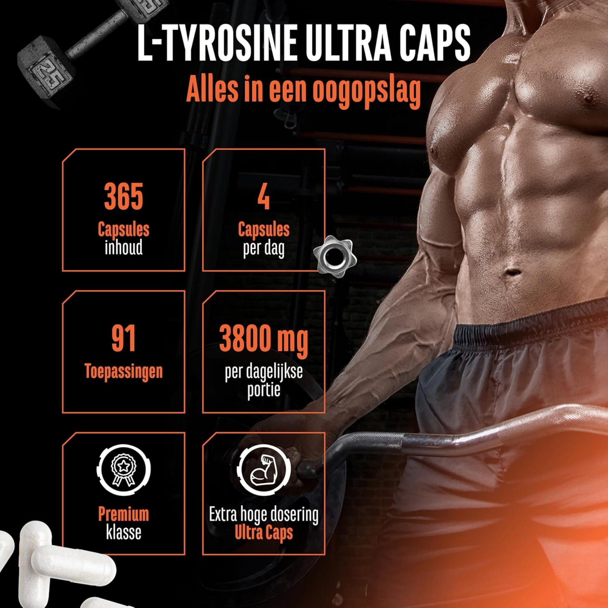 L-Tyrosin Ultra 950 mg | 365 Kapseln | German Elite Nutrition