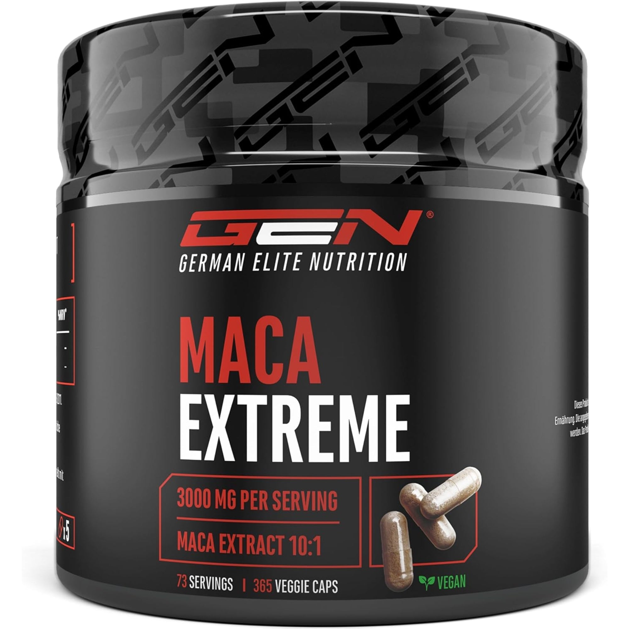 Maca Extreme (Maca-Extrakt 10:1, 600 mg) | 365 Kapseln | German Elite Nutrition