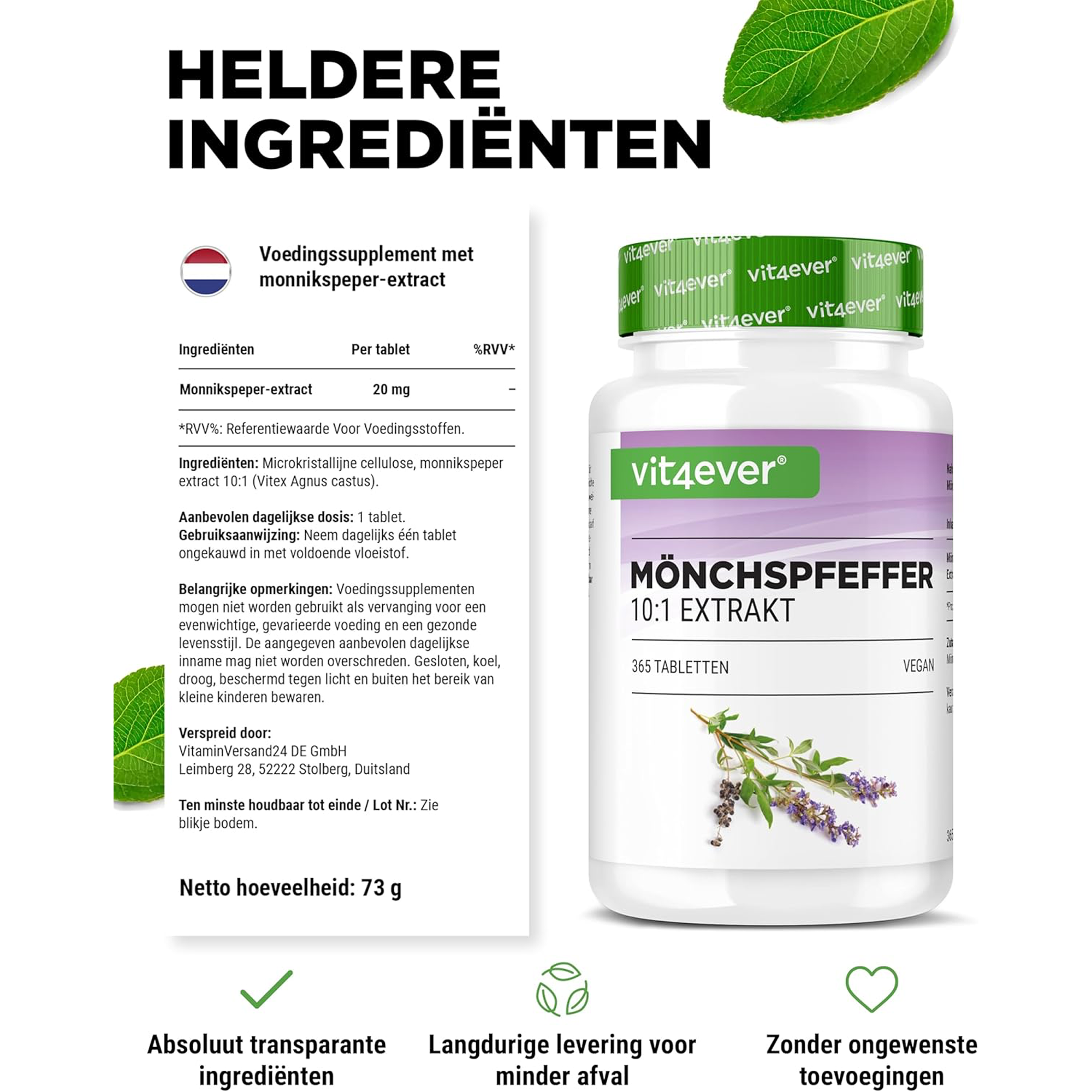 Mönchspfefferextrakt | 365 Tabletten | Vit4ever