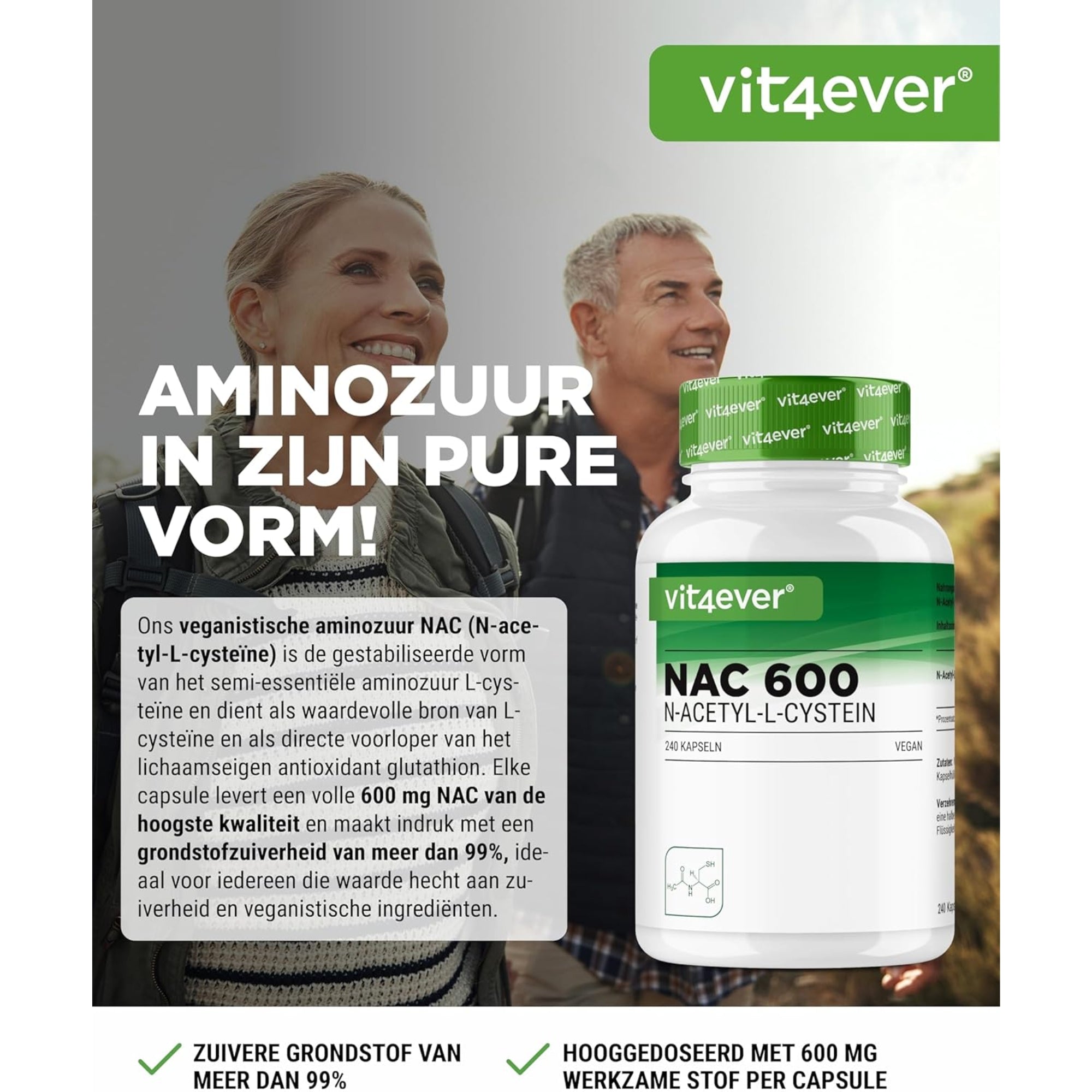 NAC | N-Acetyl-L-Cystein | 180 Kapseln | 600 mg | 6-Monats-Vorrat | Vegan | Hochdosiert | Vit4ever