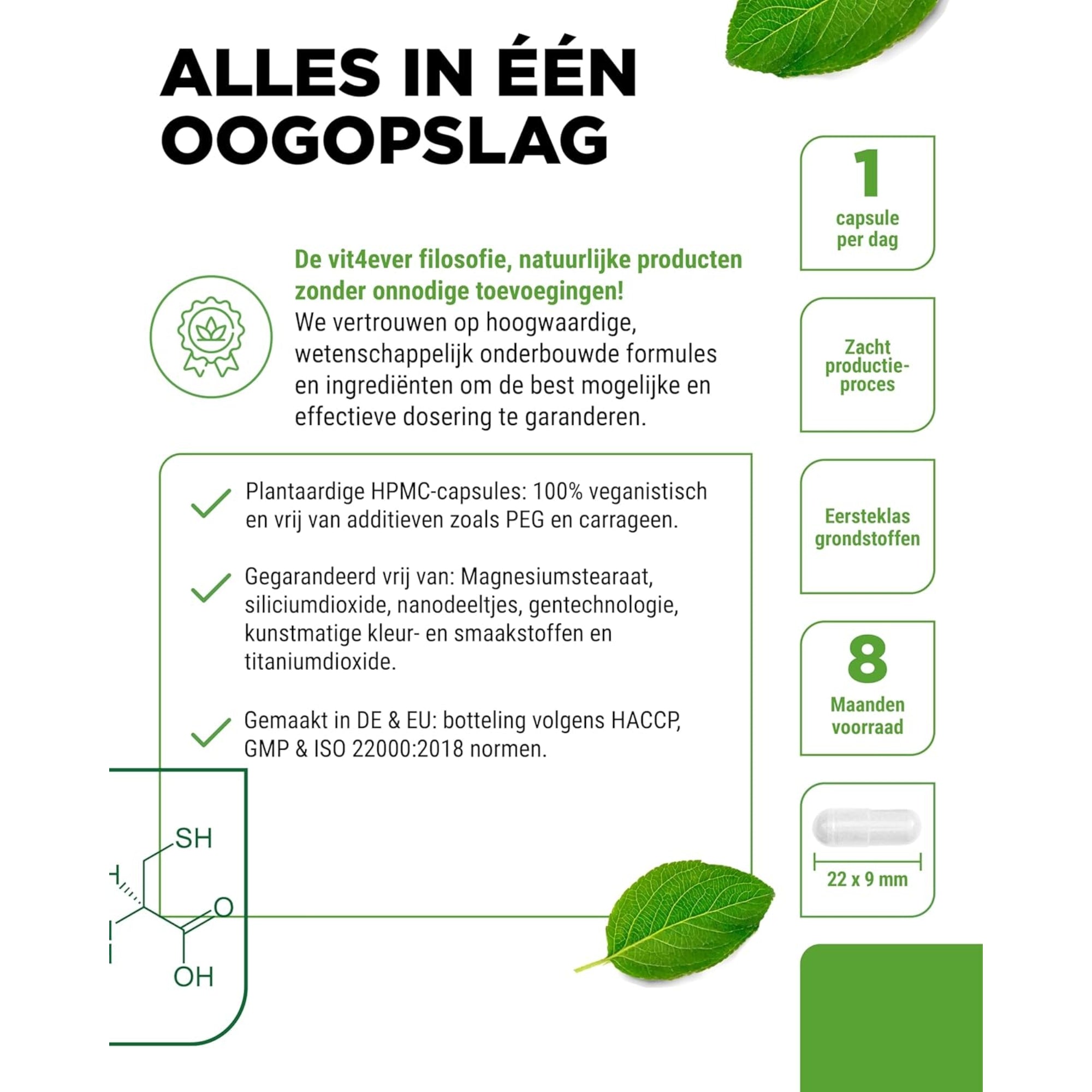 NAC | N-Acetyl-L-Cystein | 180 Kapseln | 600 mg | 6-Monats-Vorrat | Vegan | Hochdosiert | Vit4ever
