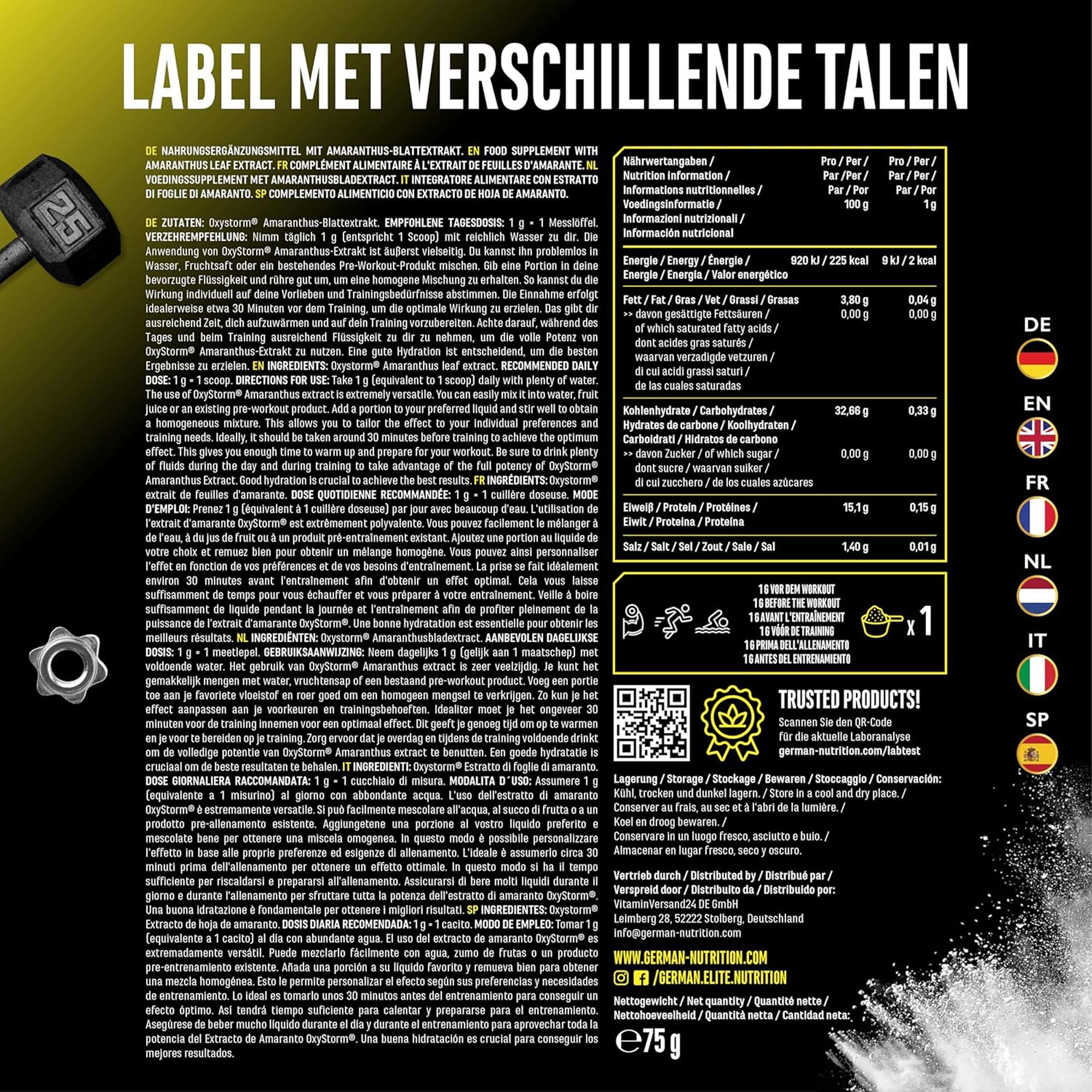 OxyStorm® (Amaranthus Bladextract met Nitraat) | 75g | German Elite Nutrition