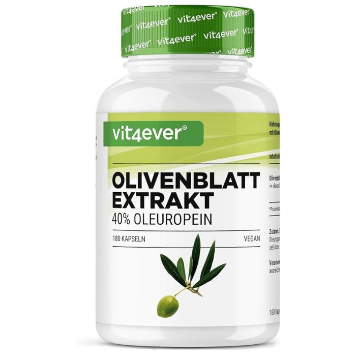 Olivenblattextrakt (40 % Oleuropein) 650 mg | 180 Kapseln | Vit4ever