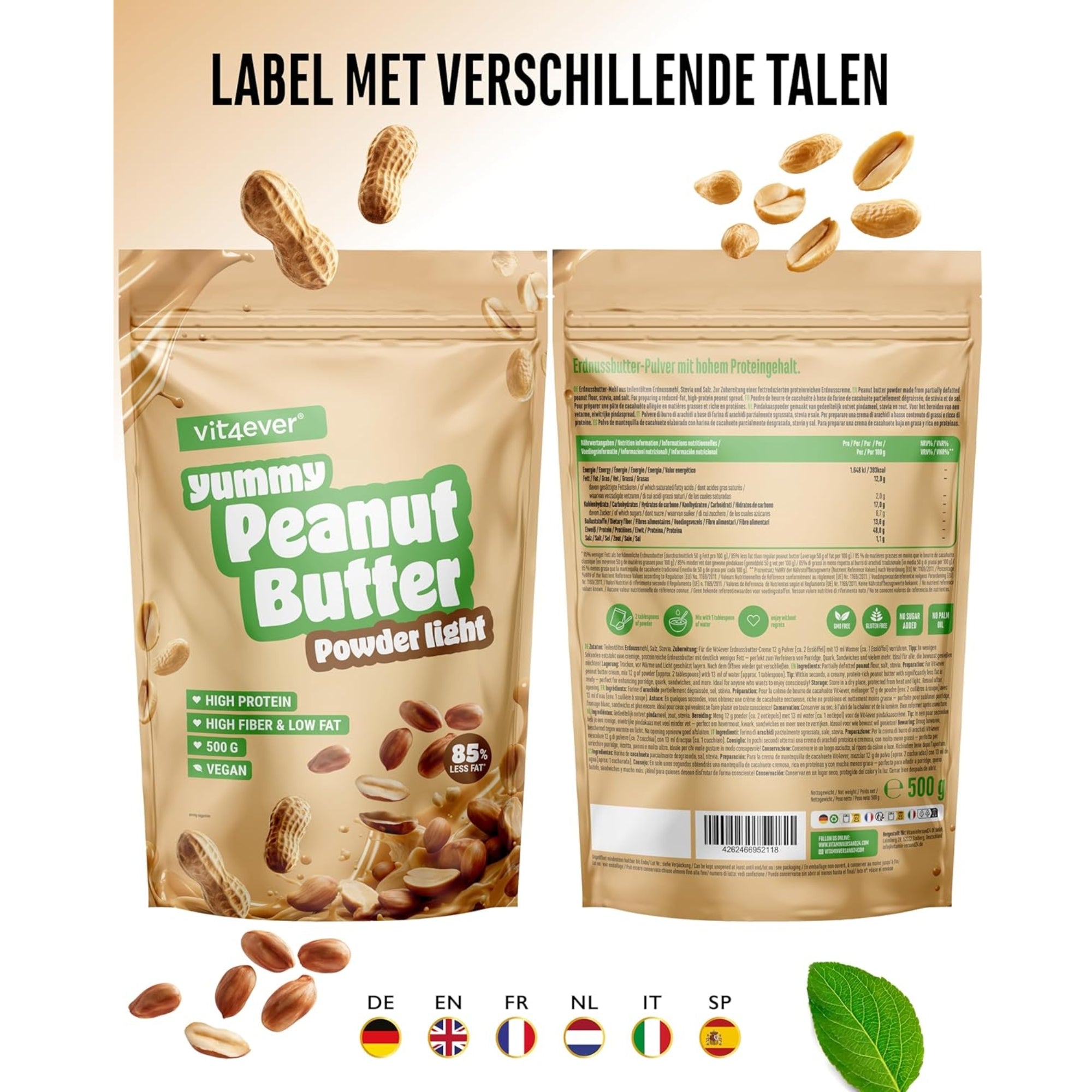 Erdnussbutterpulver Light | 500 Gramm | Vit4ever
