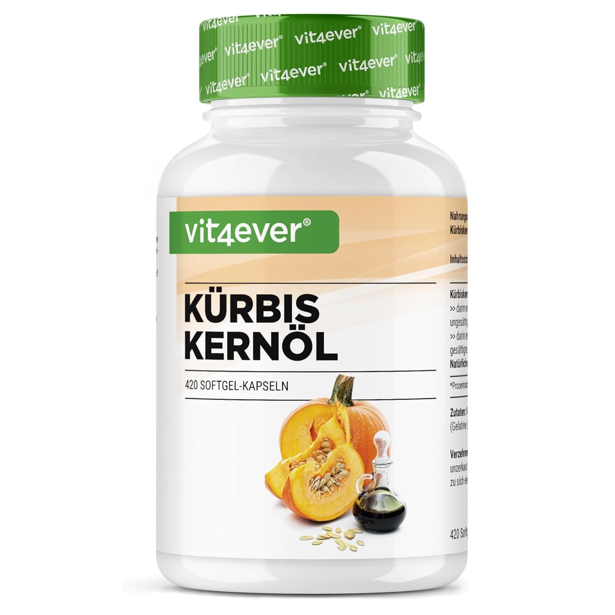 Kürbiskernöl + natürliches Vitamin E | 420 Weichkapseln | Vit4ever
