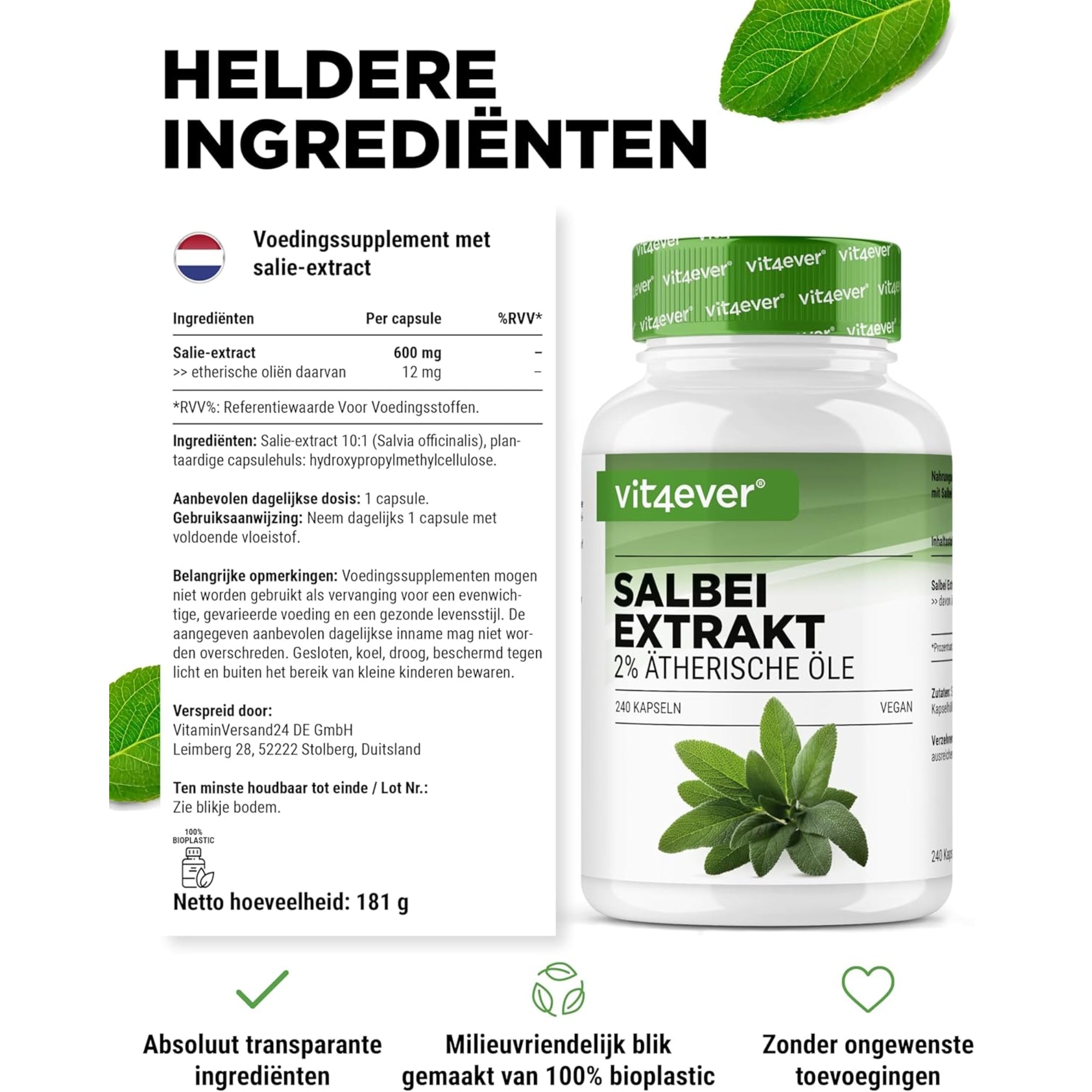 Salbei-Extrakt | 240 Kapseln | Vit4ever