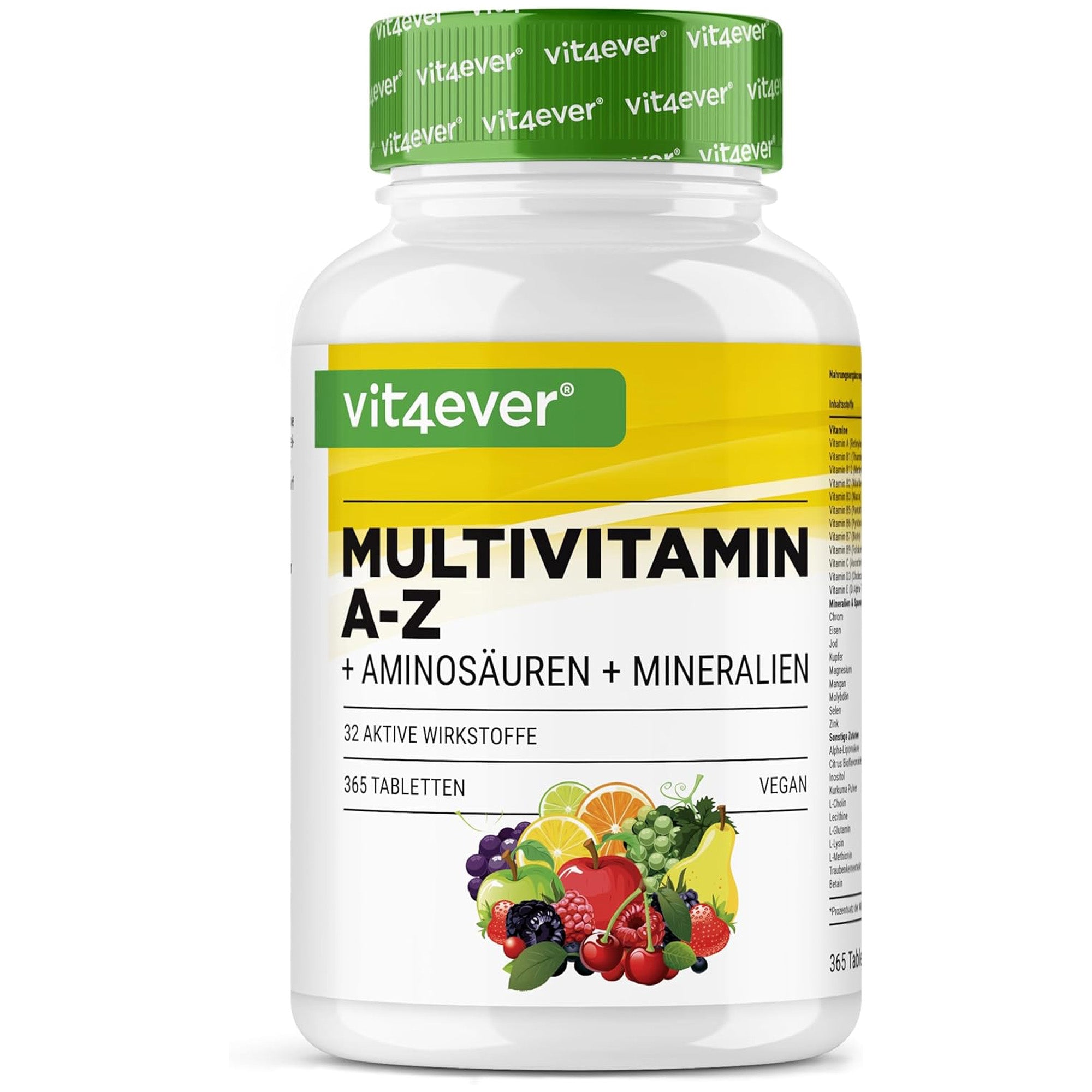 Multivitamin AZ + Aminosäuren + Mineralstoffe | 365 Tabletten | Vit4ever