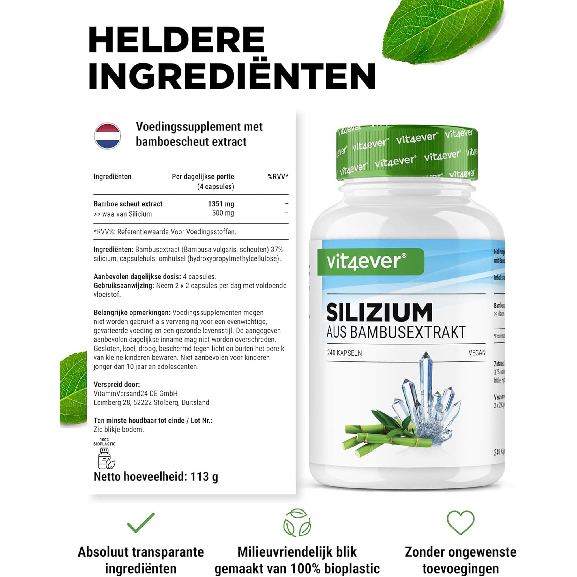 Vit4ever silicon 500 - pure ondersteuning voor collageen en botten